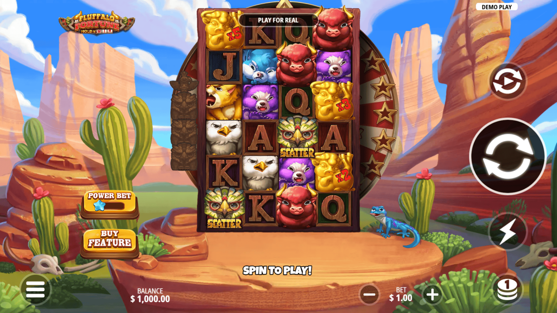 Fluffalo Fortune: Hold n' Win slot gameplay reels