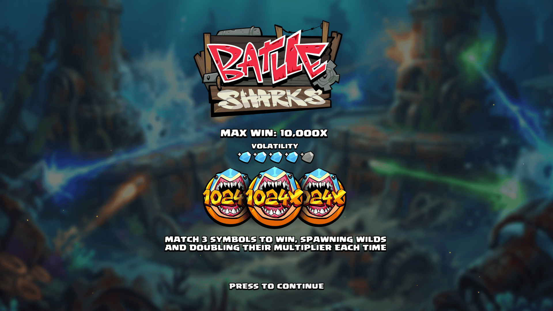 Battle Sharks slot intro screen