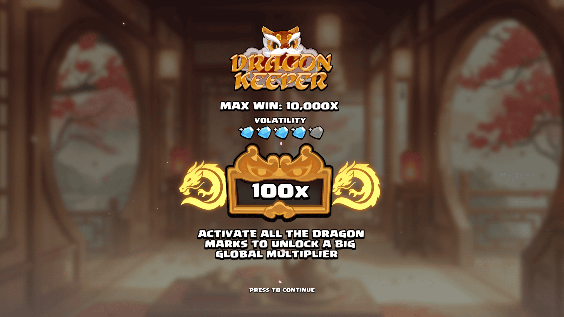 Dragon Keeper slot intro screen