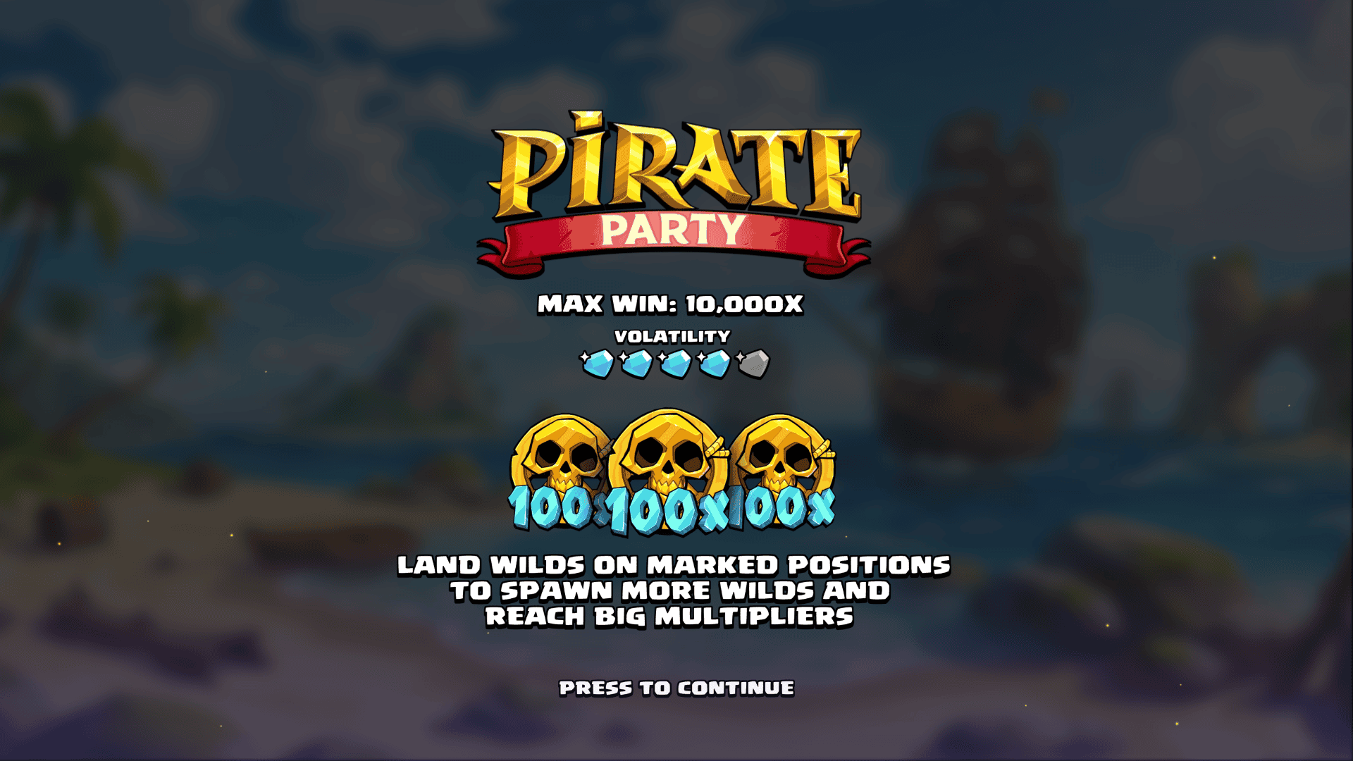 Pirate Party slot intro screen