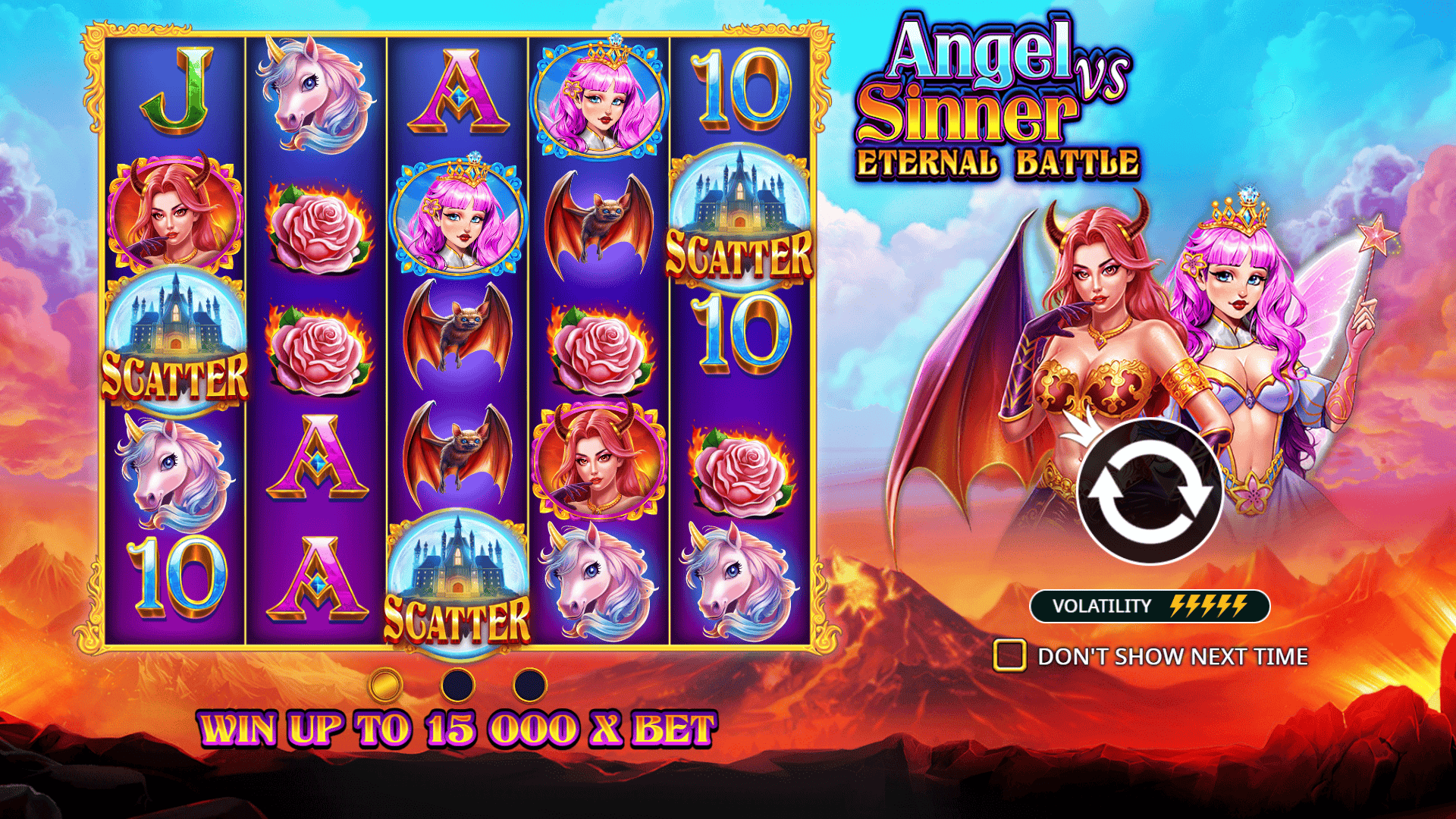 Angel vs Sinner Eternal Battle slot intro screen