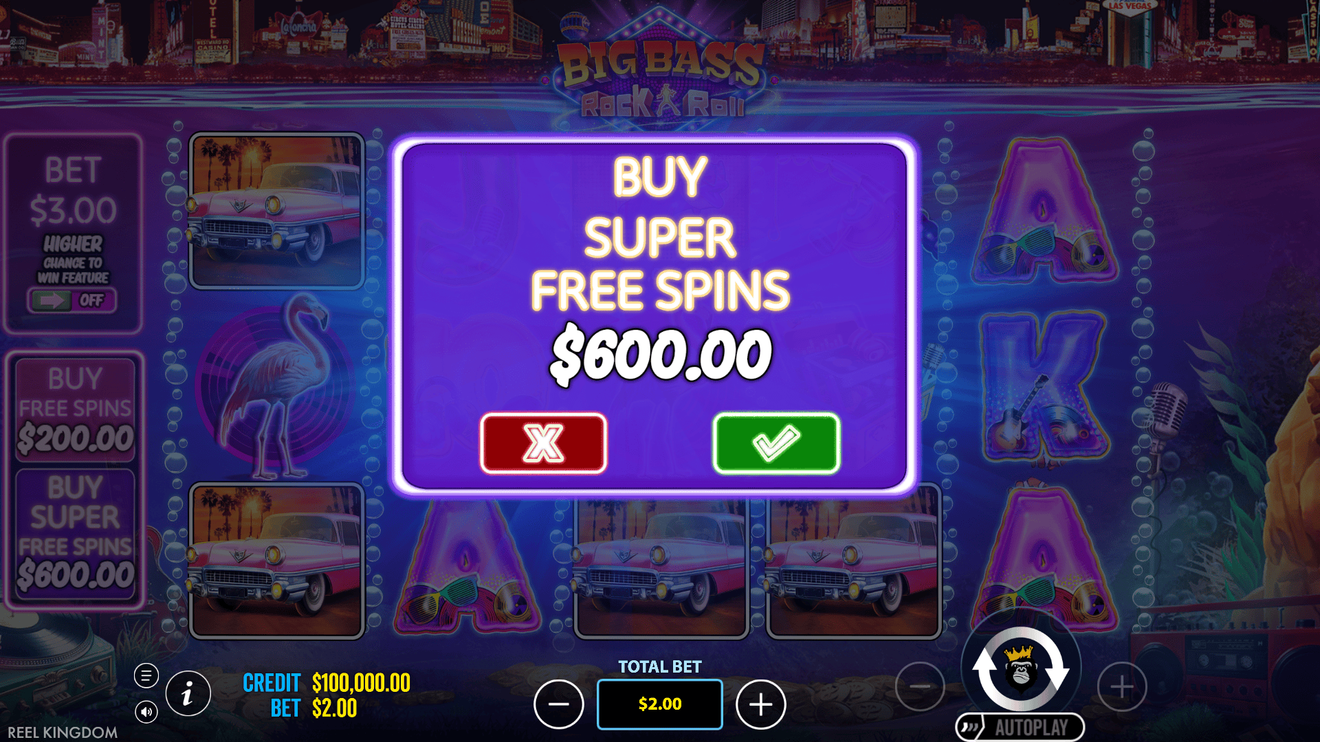 Big Bass Rock and Roll bonus buy menu