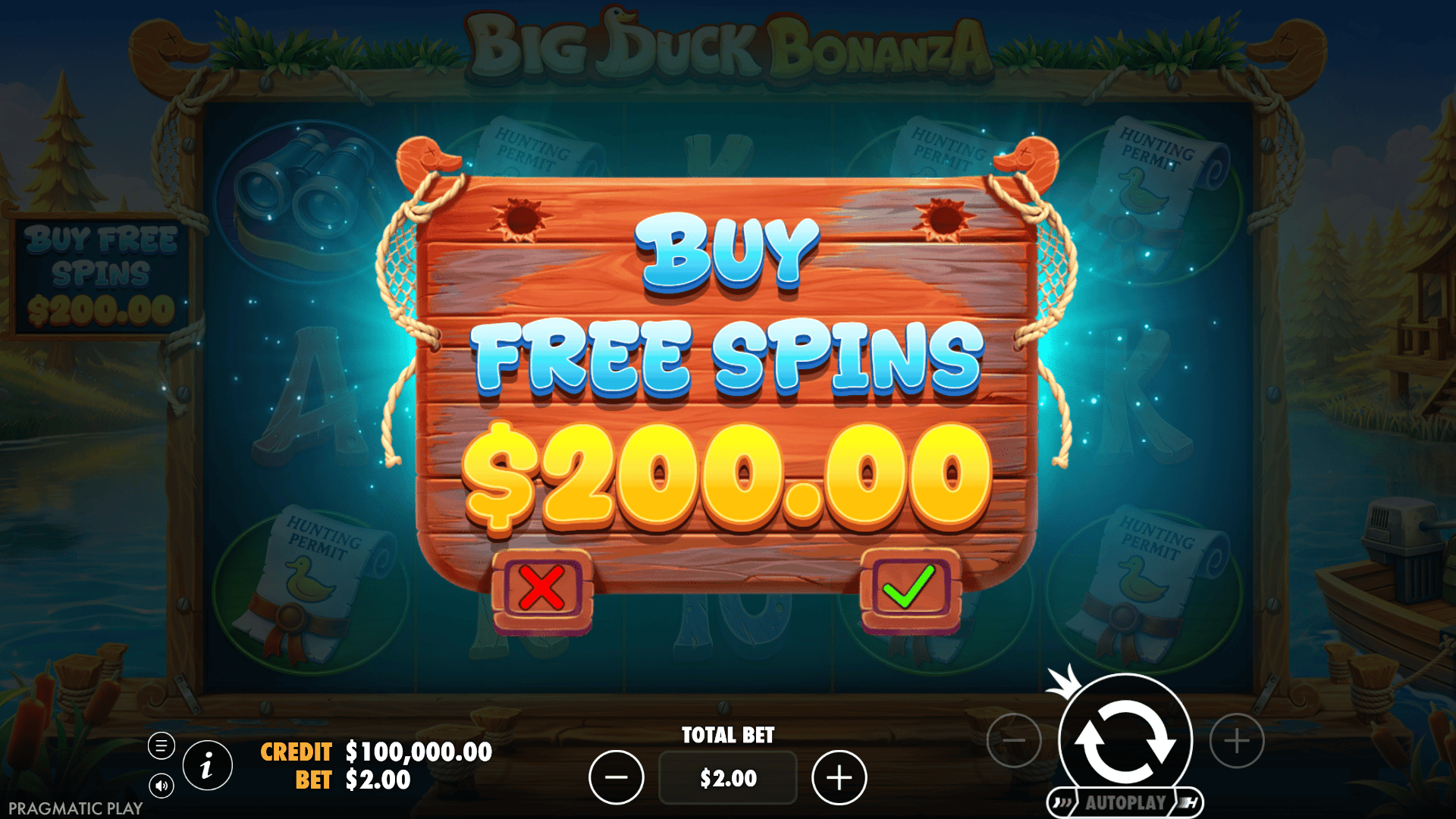 Big Duck Bonanza bonus buy menu