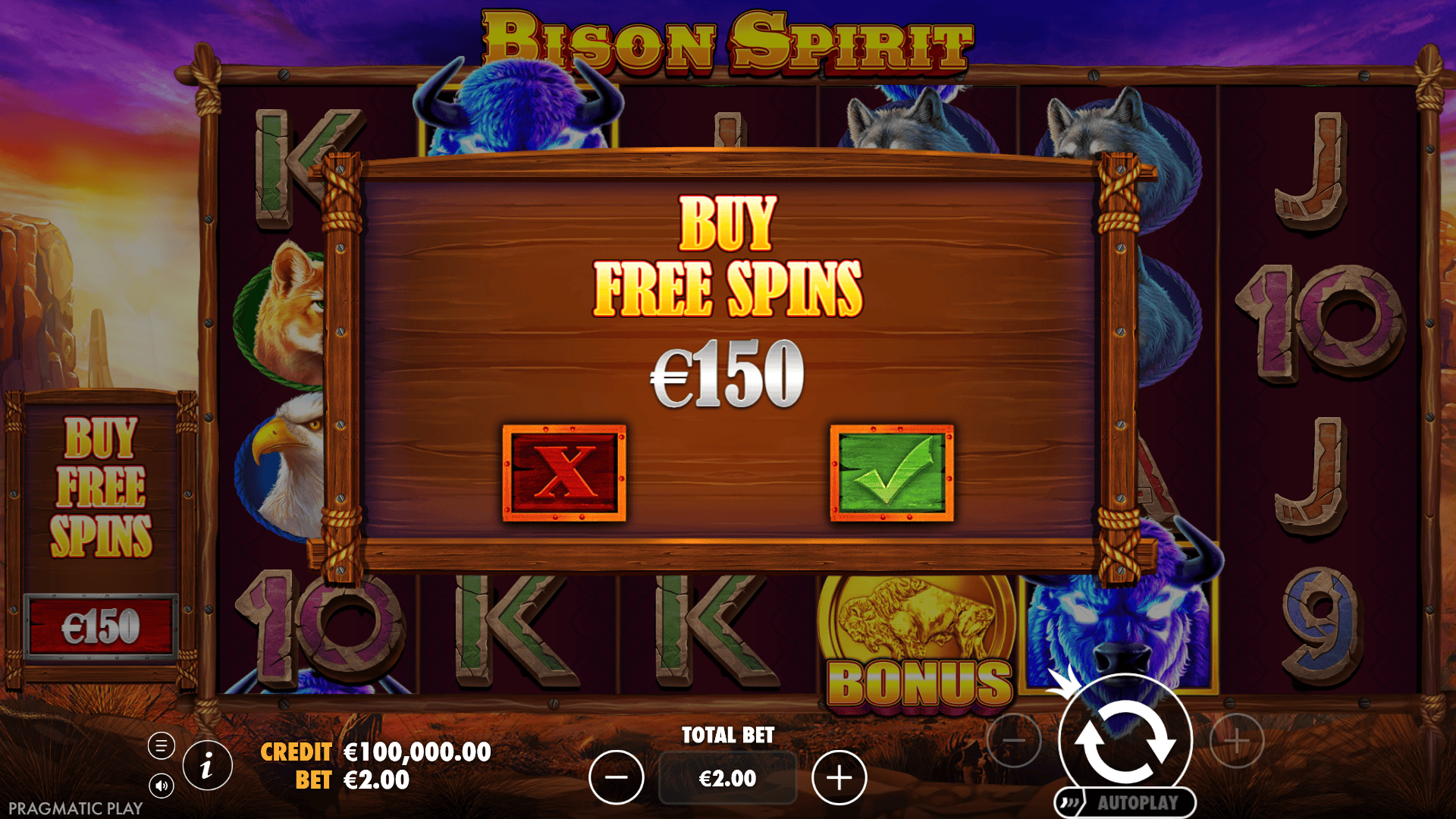 Bison Spirit bonus buy menu