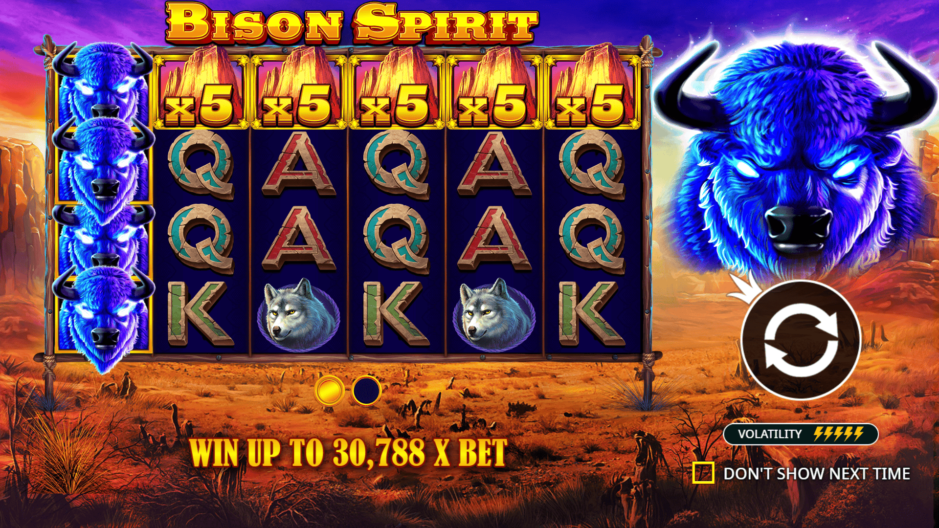 Bison Spirit slot intro screen
