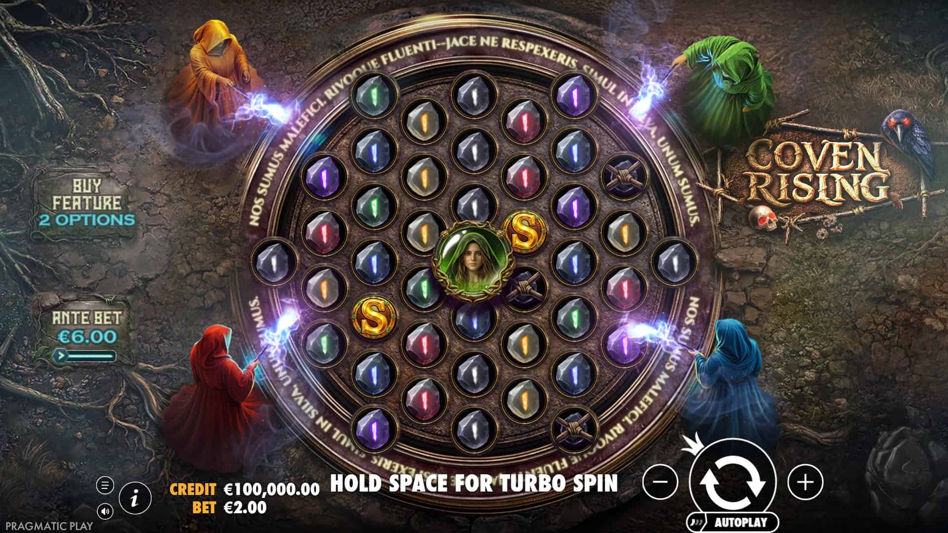 Coven Rising slot gameplay reels