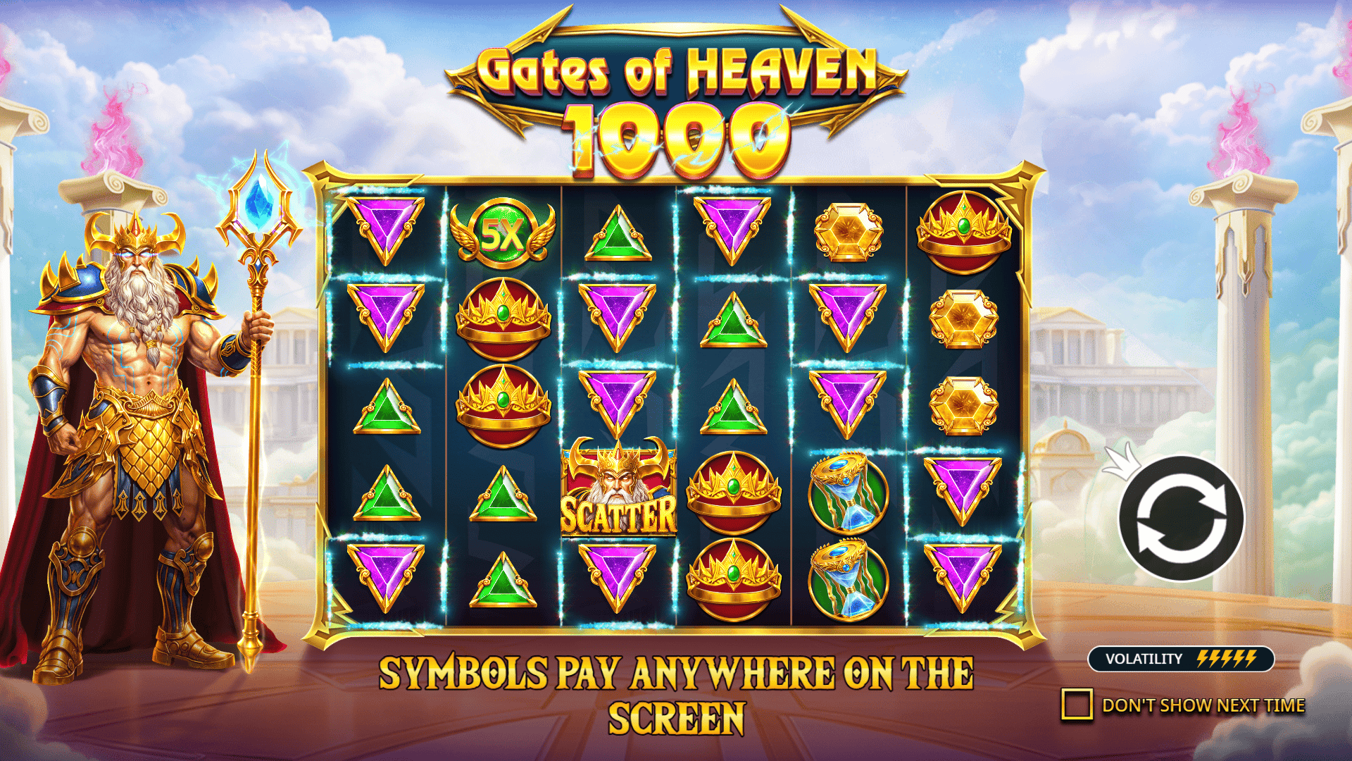 Gates of Heaven 1000 slot intro screen