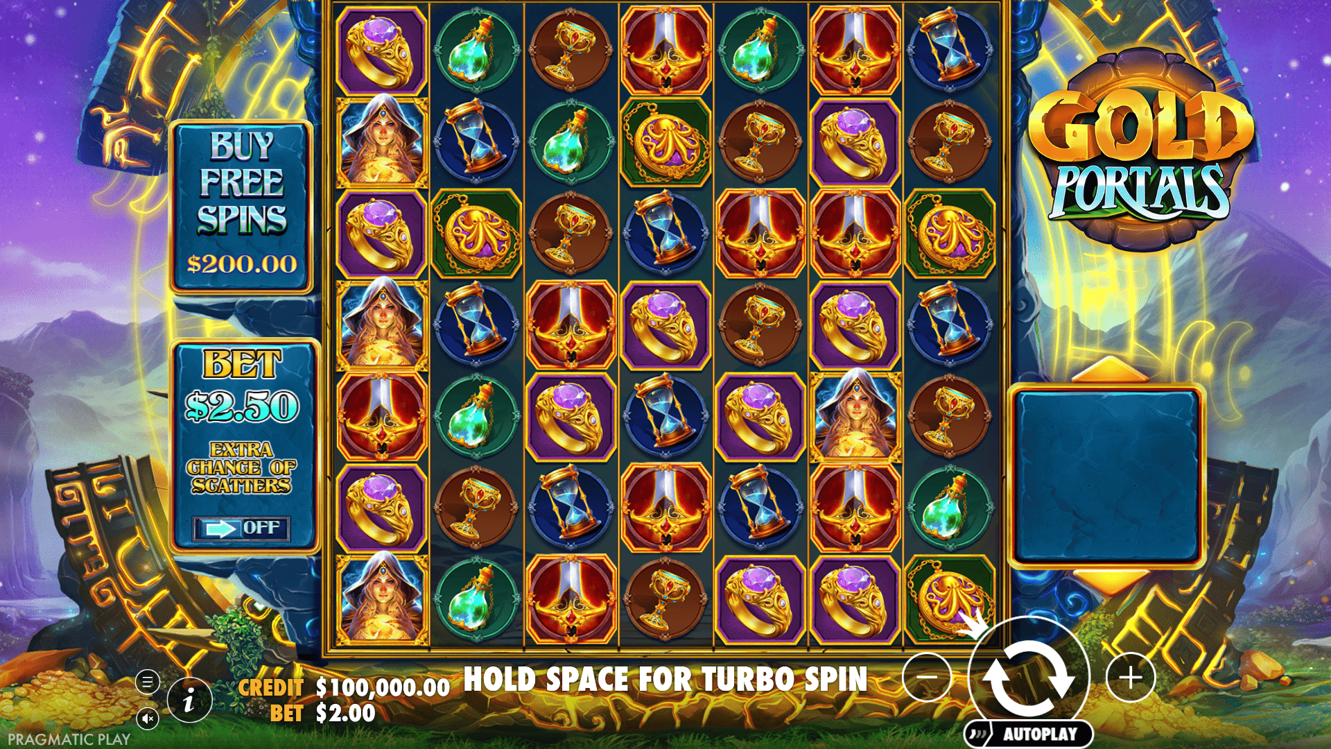 Gold Portals slot gameplay reels