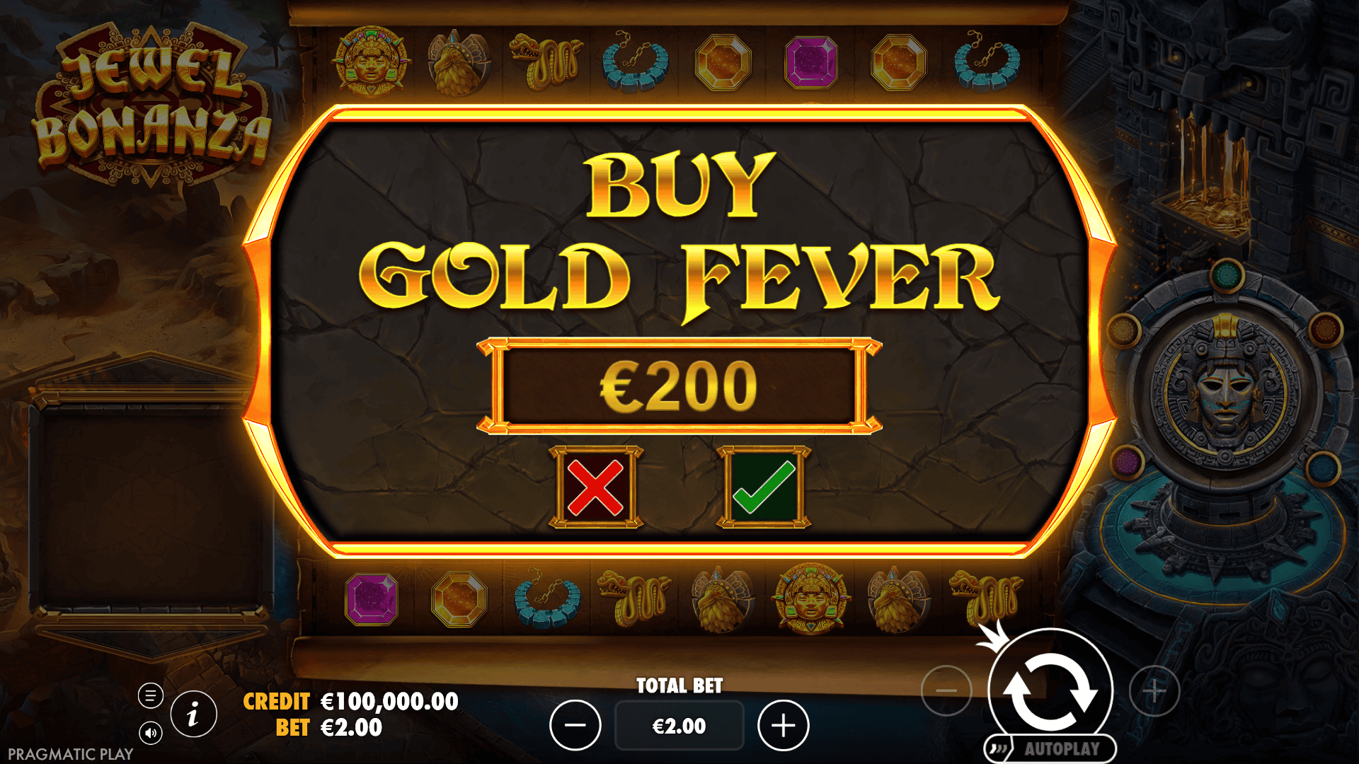 Jewel Bonanza bonus buy menu