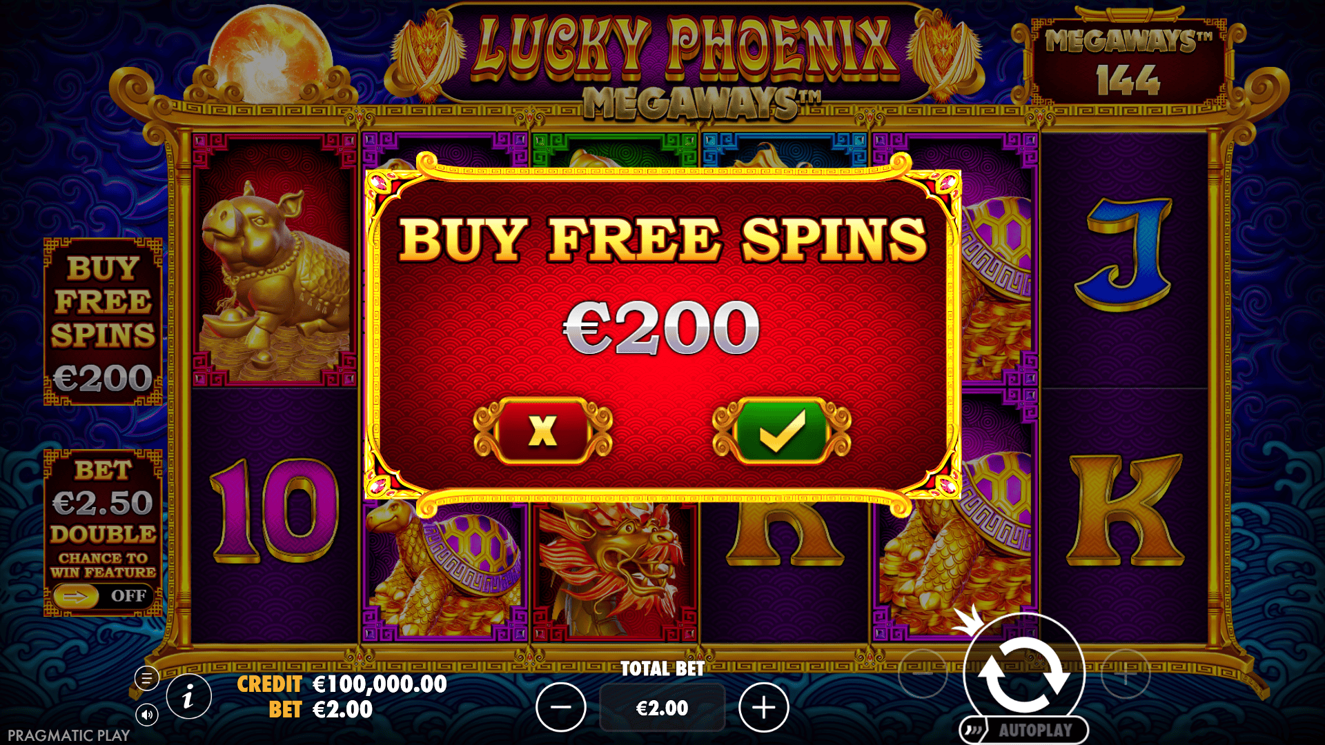 Lucky Phoenix Megaways bonus buy menu