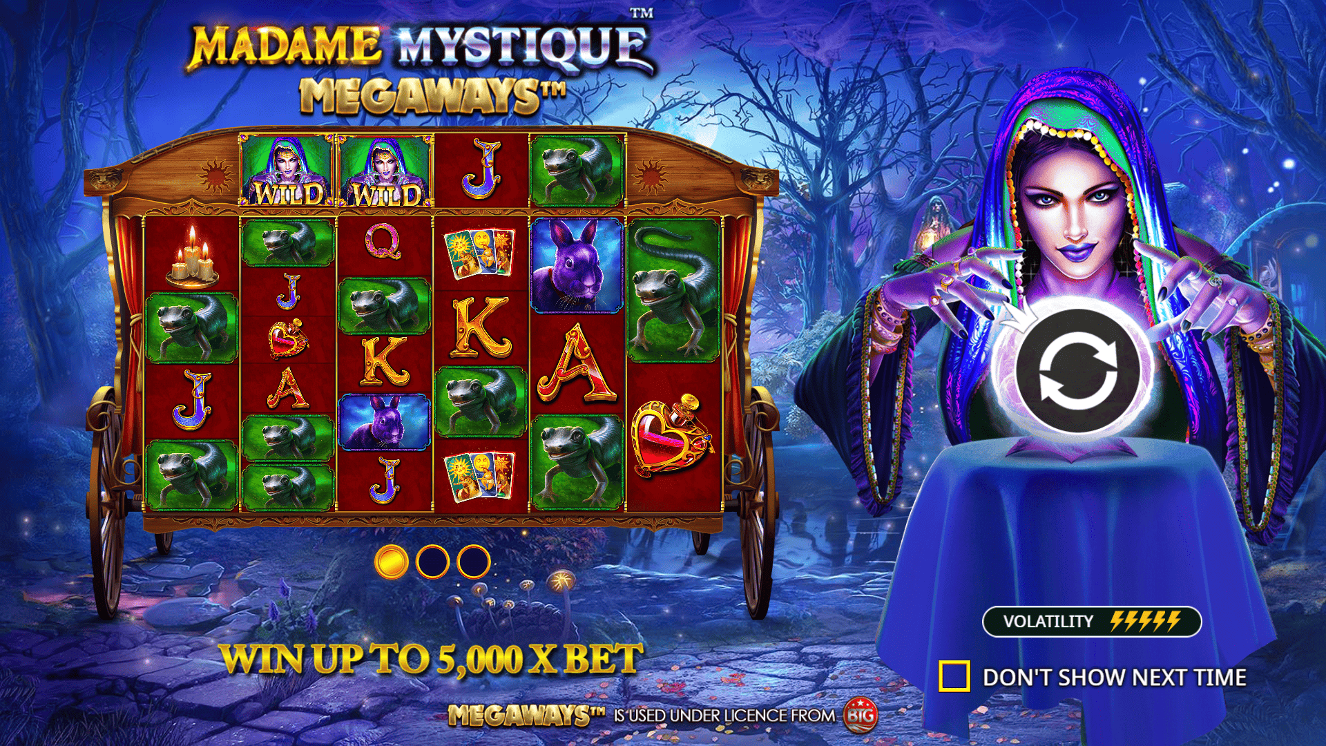 Madame Mystique Megaways slot intro screen