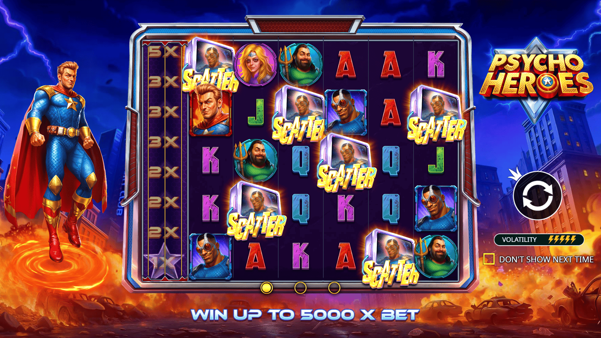 Psycho Heroes slot intro screen