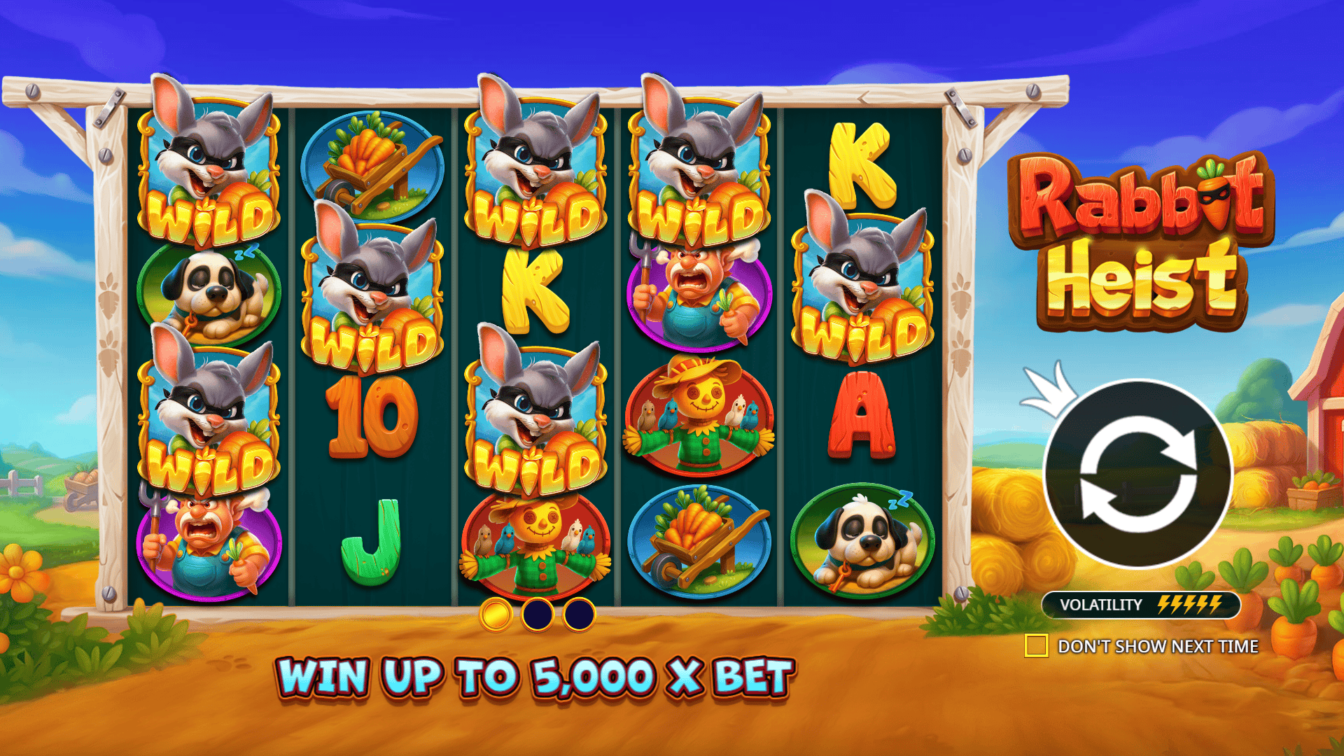Rabbit Heist slot intro screen