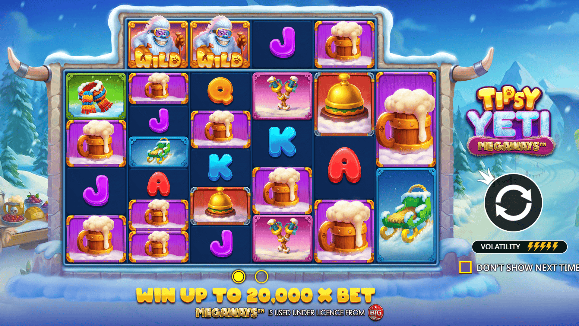 Tipsy Yeti Megaways slot intro screen