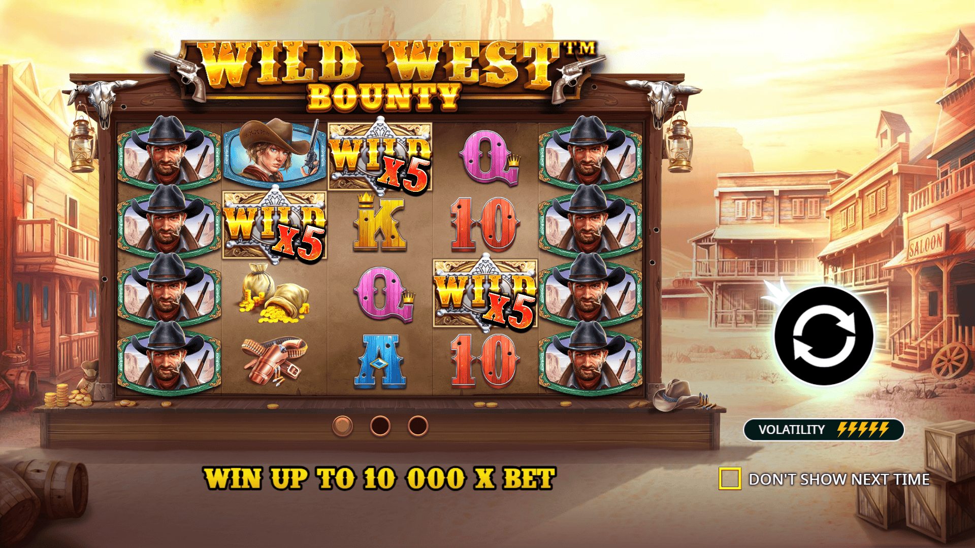 Wild West Bounty slot intro screen