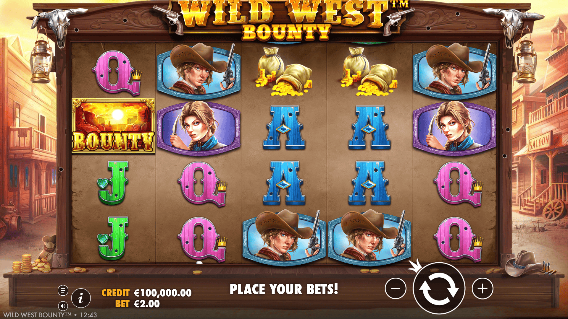 Wild West Bounty slot gameplay reels