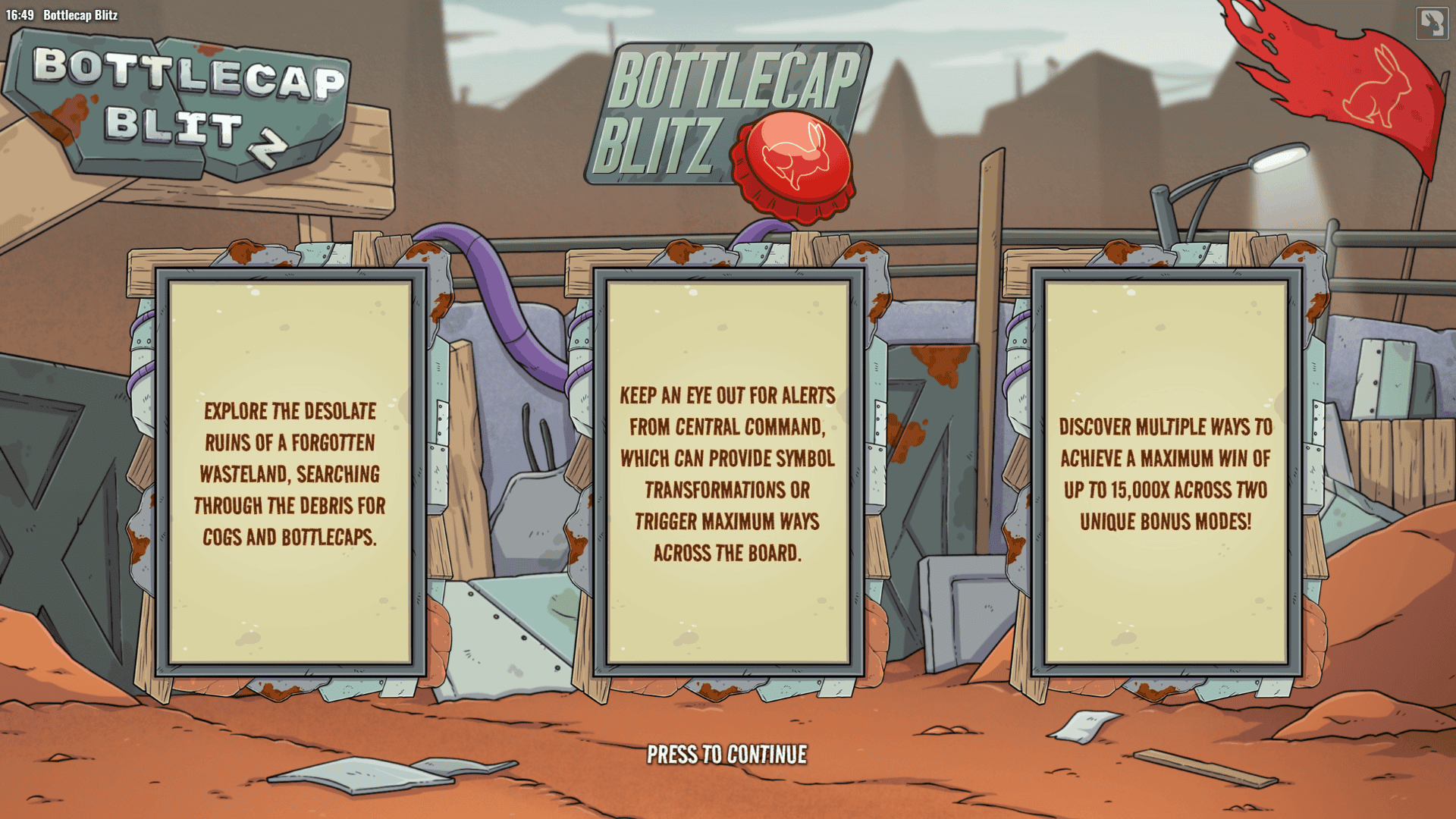 Bottlecap Blitz slot intro screen