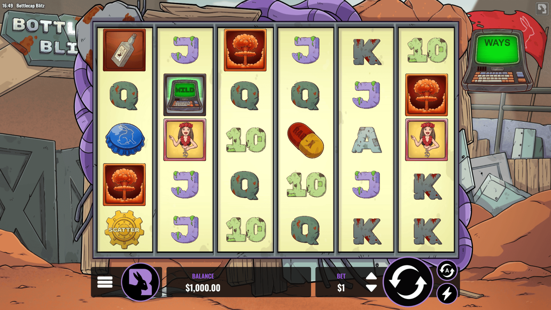 Bottlecap Blitz slot gameplay reels