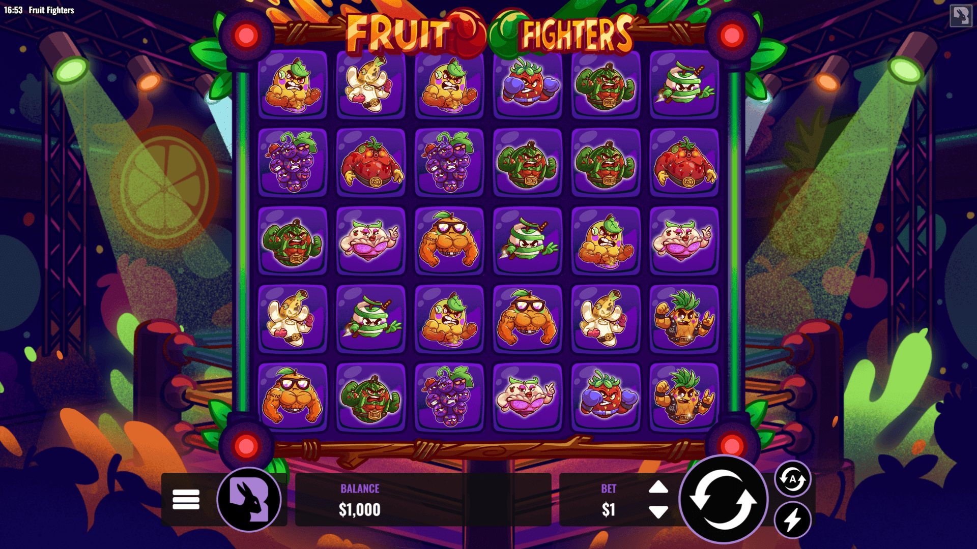 Fruit Fighters slot gameplay reels