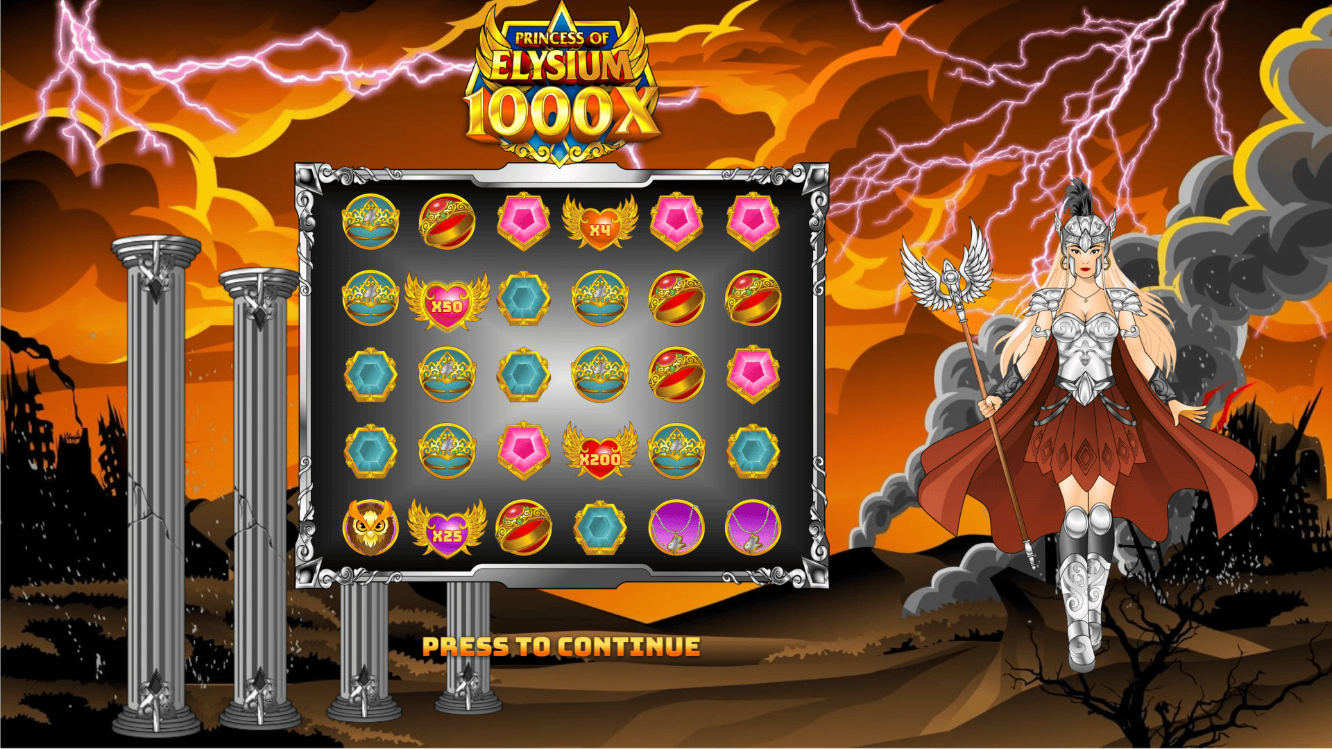 Princess of Elysium 1000x slot intro screen