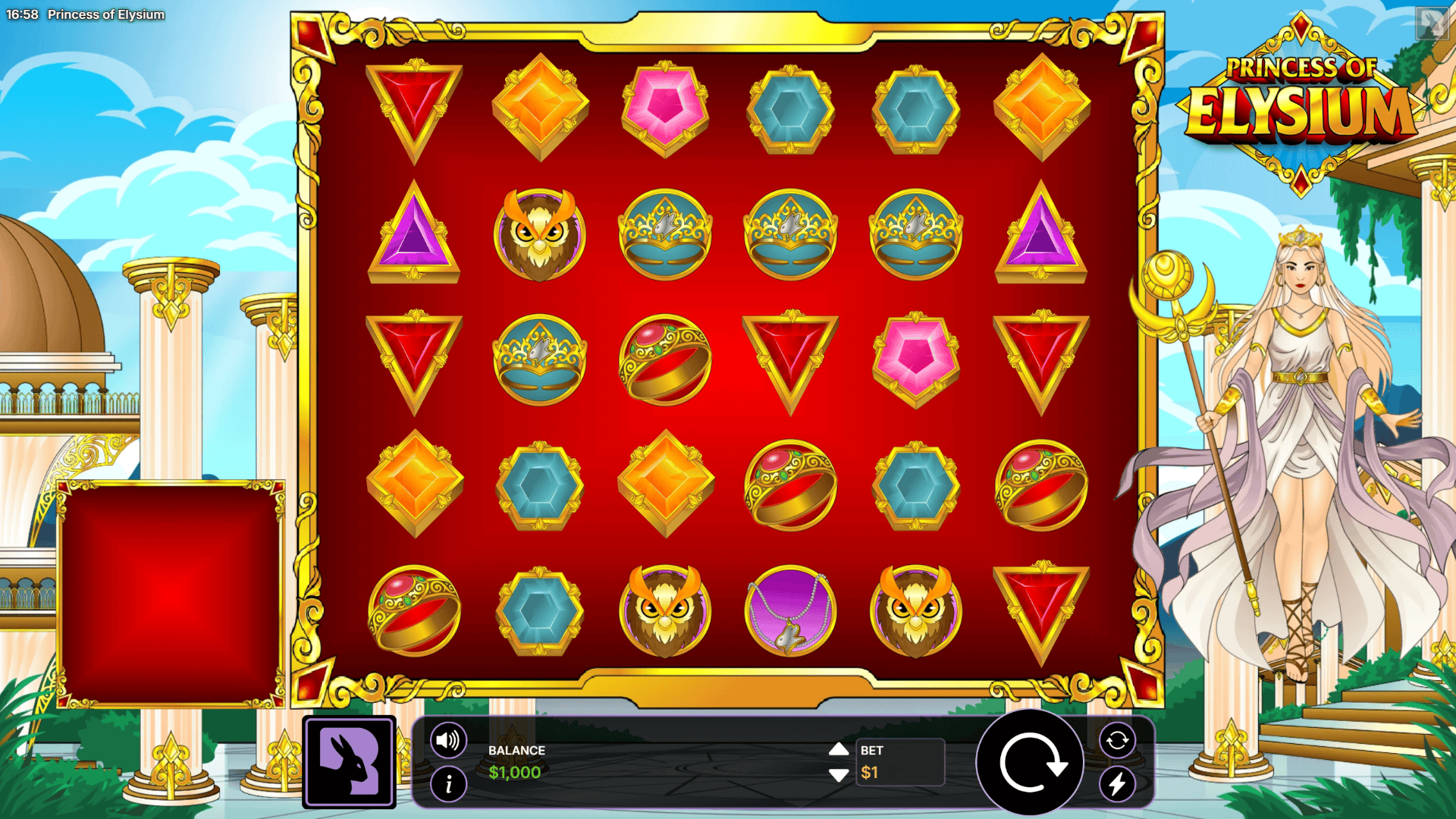 Princess of Elysium slot gameplay reels