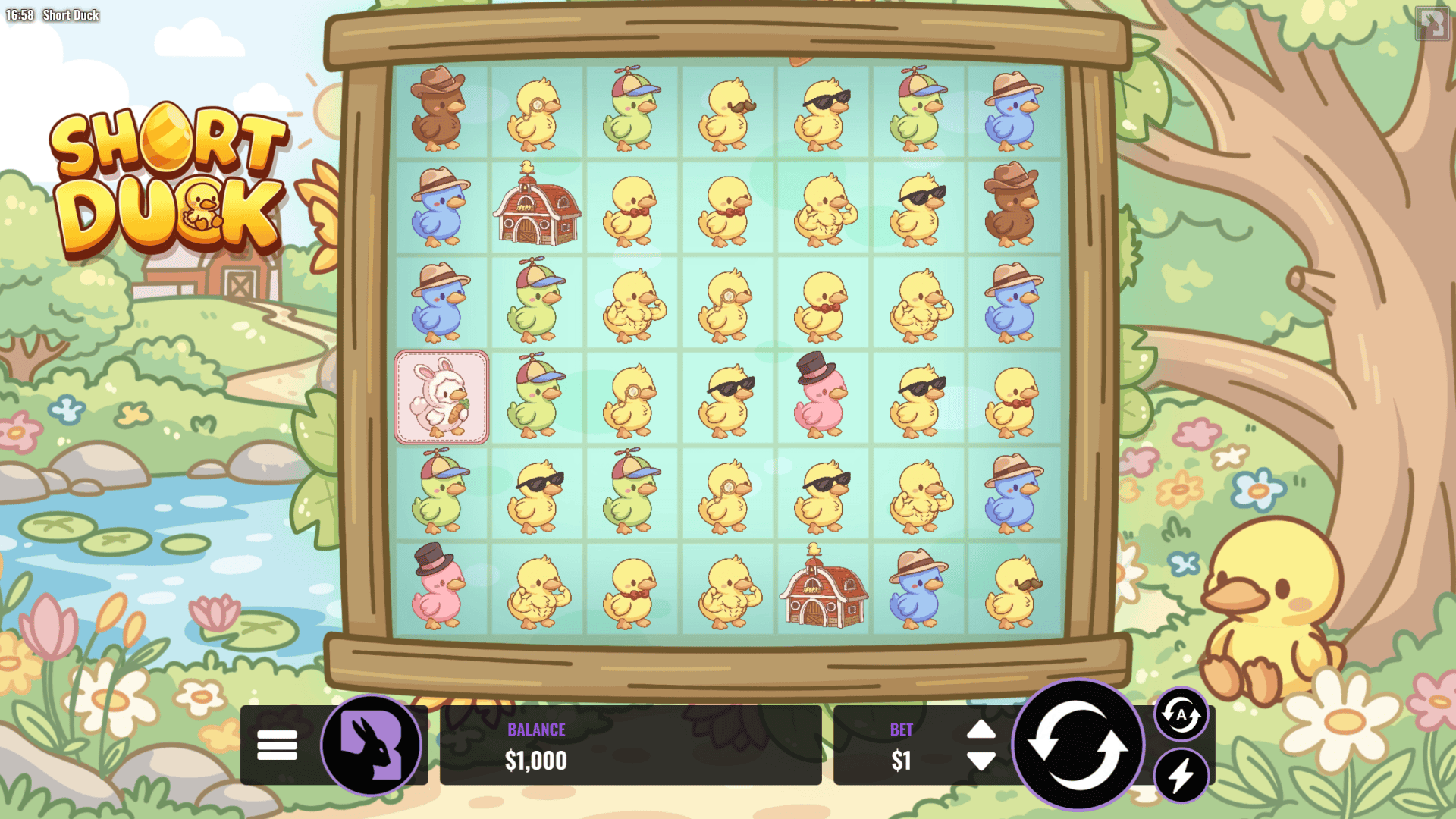 Short Duck slot gameplay reels