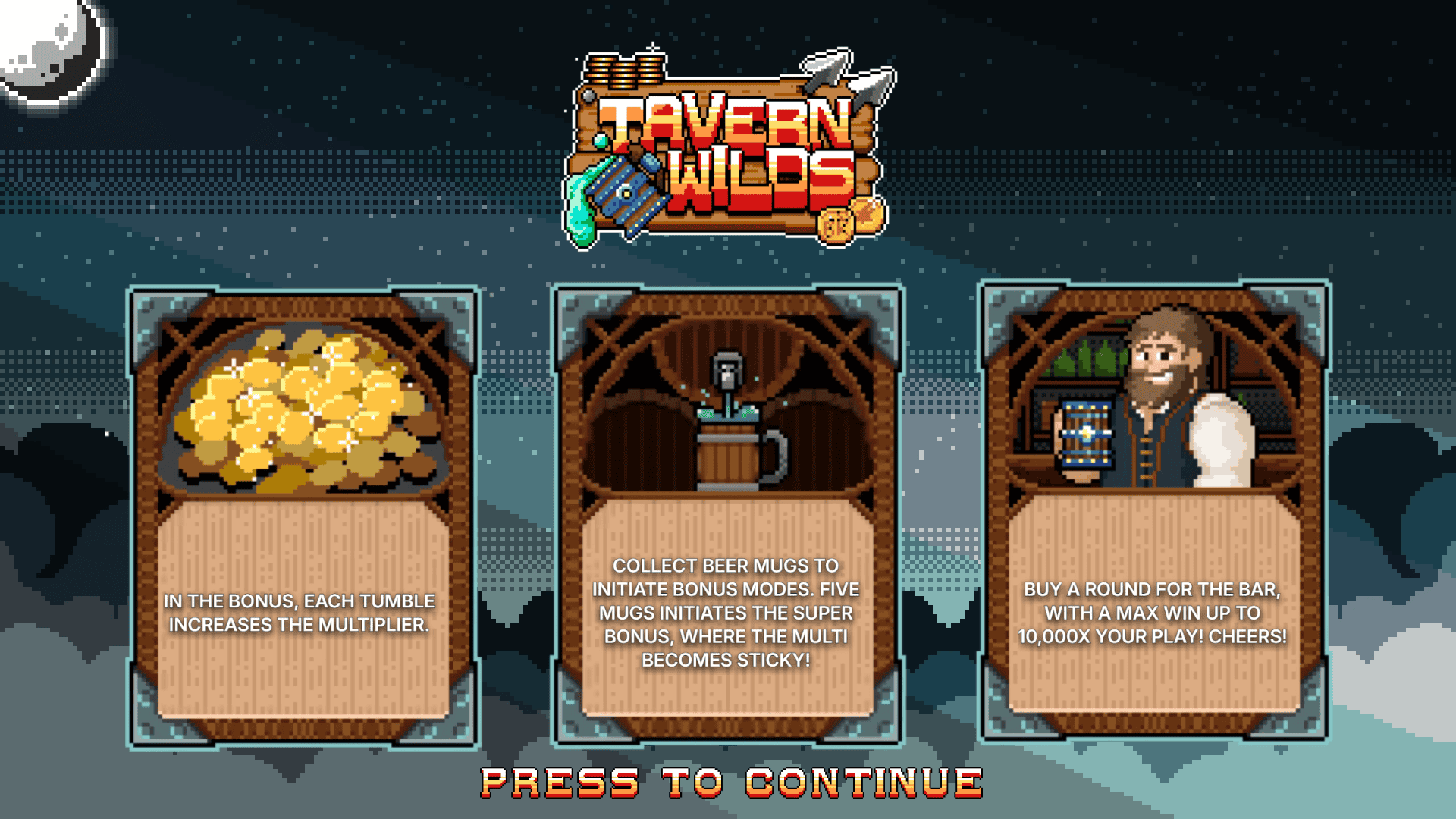 Tavern Wilds slot intro screen