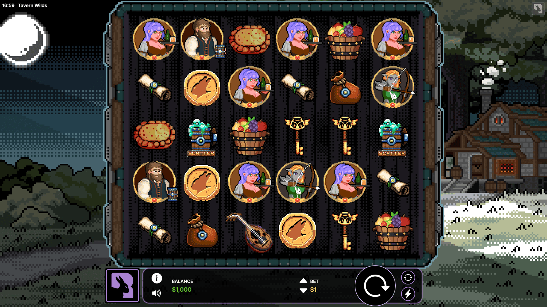 Tavern Wilds slot gameplay reels