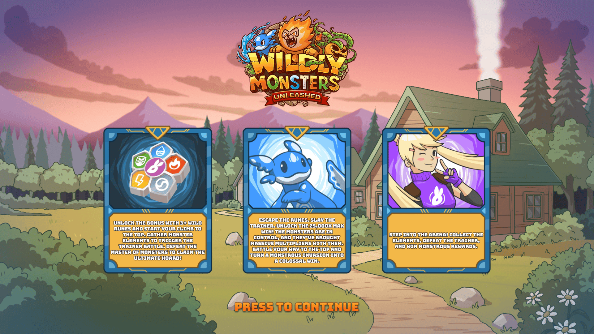 Wildly Monsters: Unleashed slot intro screen