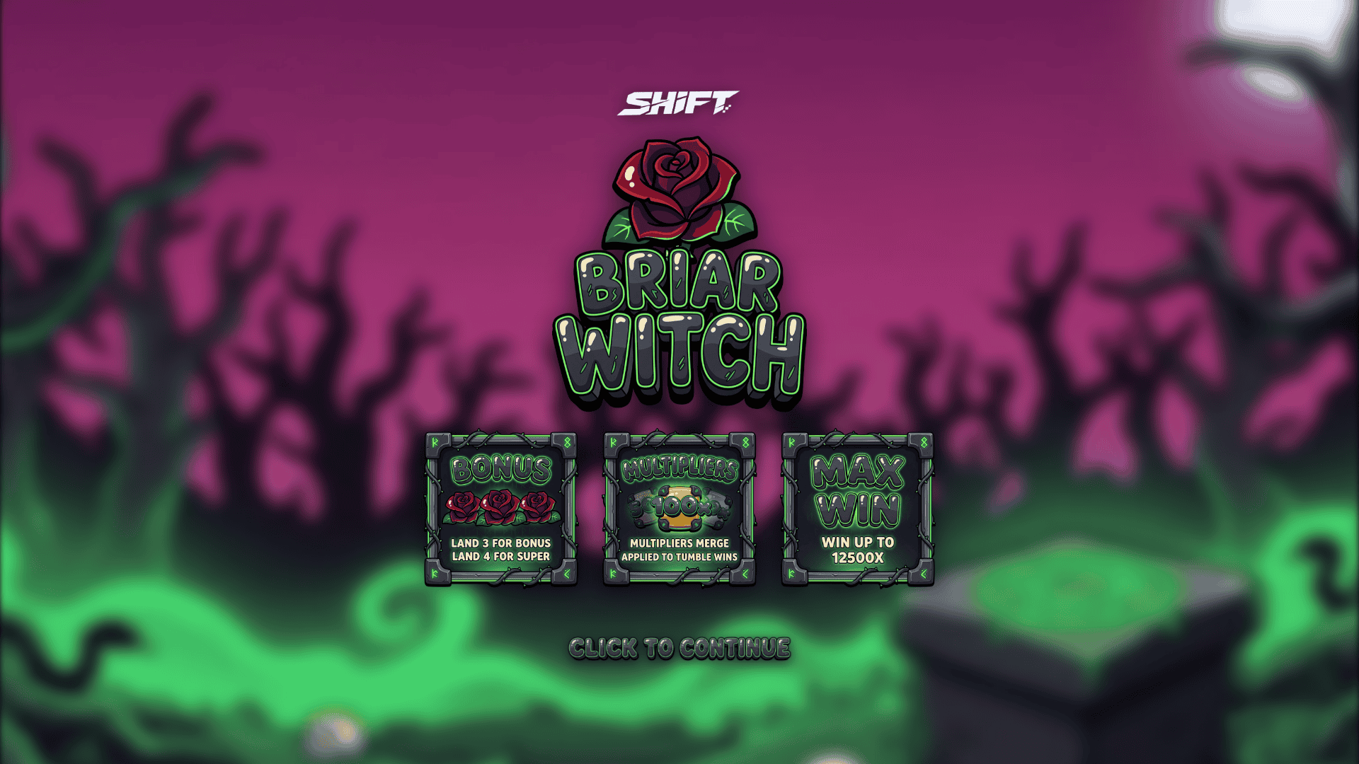 Briar Witch slot intro screen