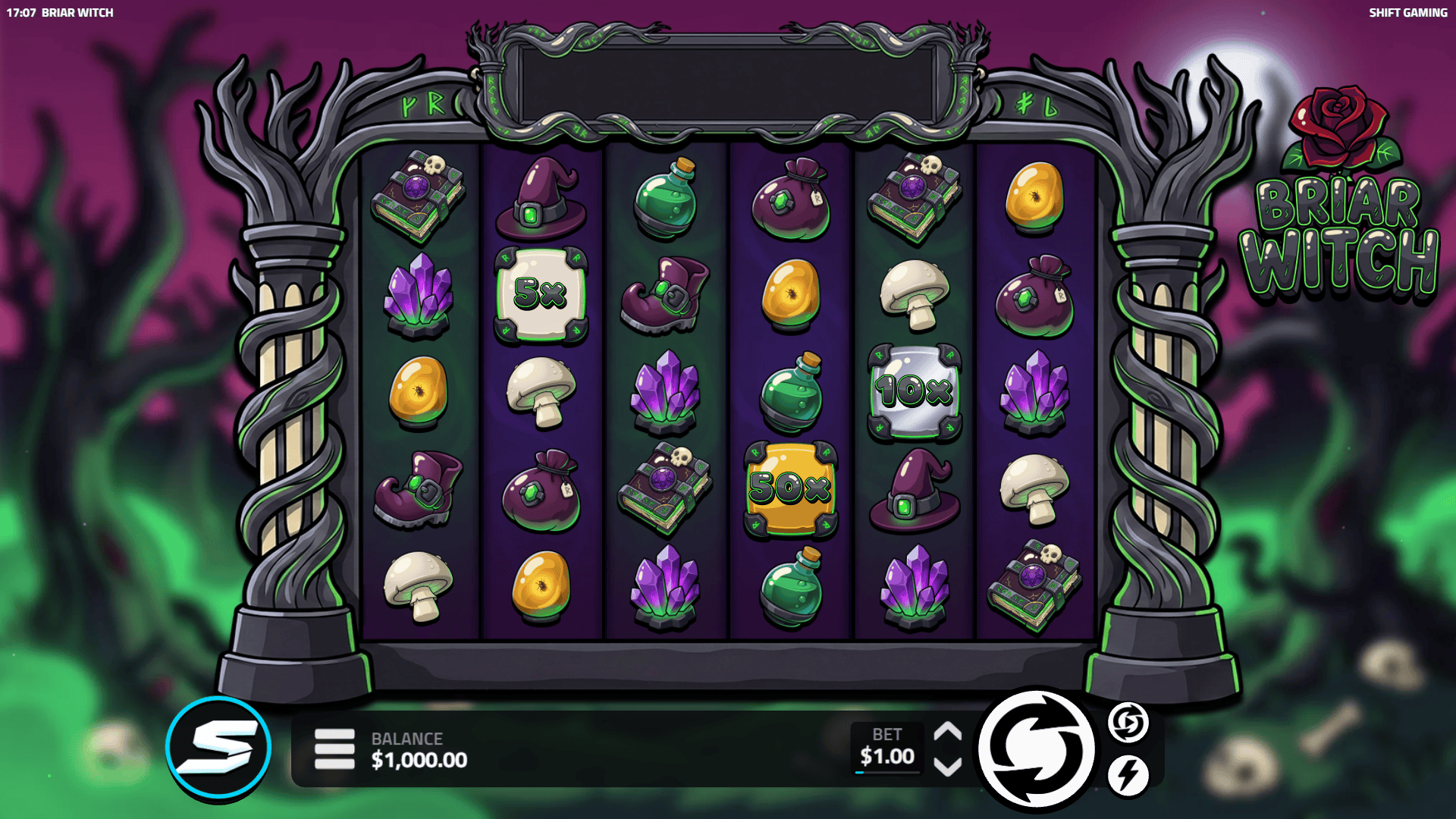 Briar Witch slot gameplay reels