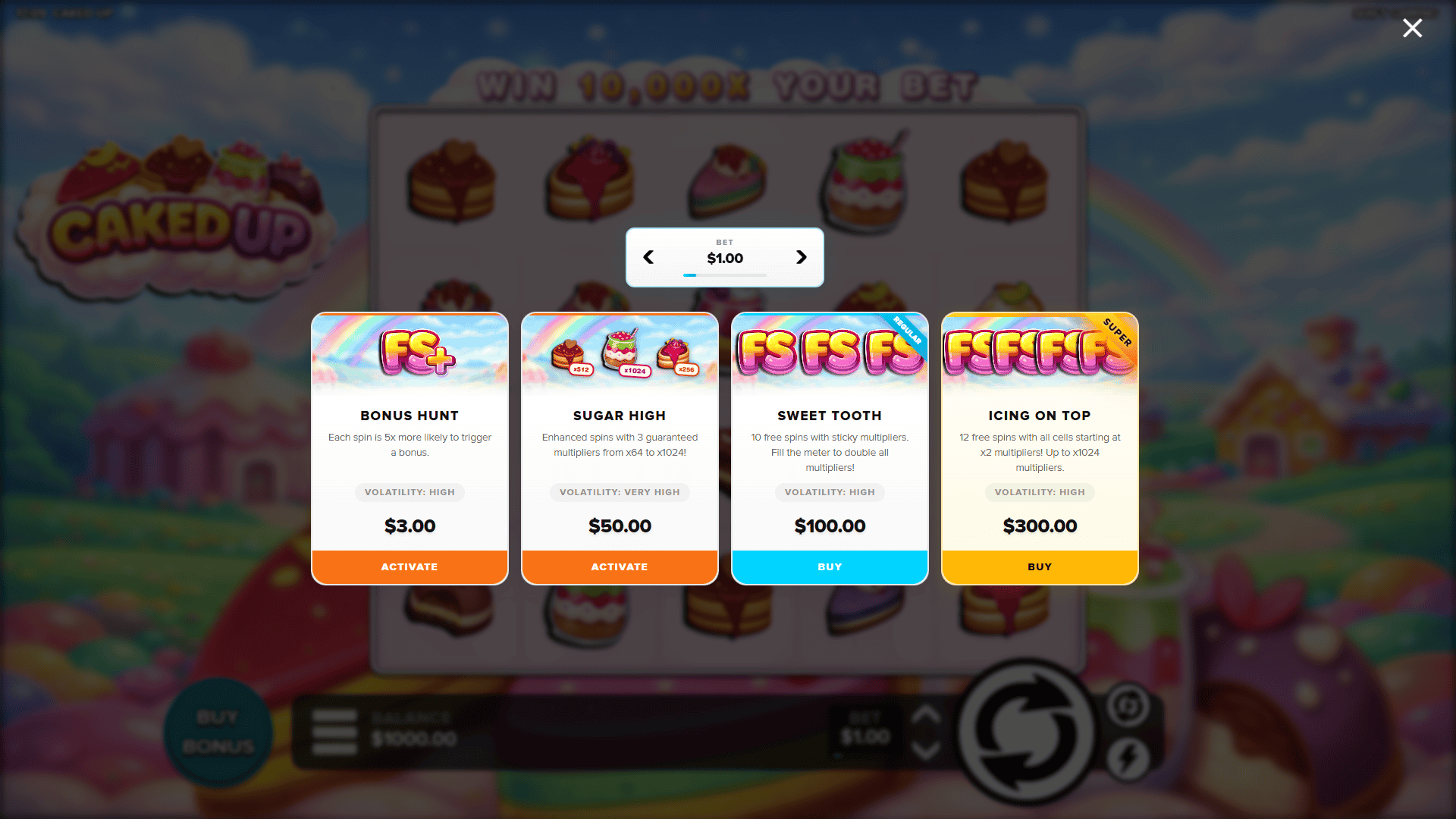 Caked Up bonus buy menu