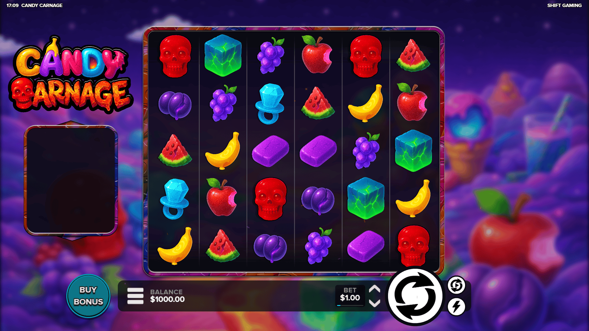 Candy Carnage slot gameplay reels