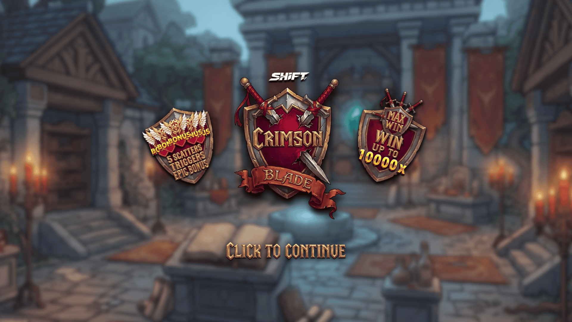 Crimson Blade slot intro screen