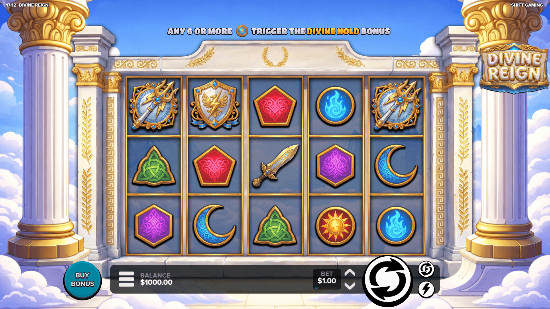 Divine Reign slot gameplay reels