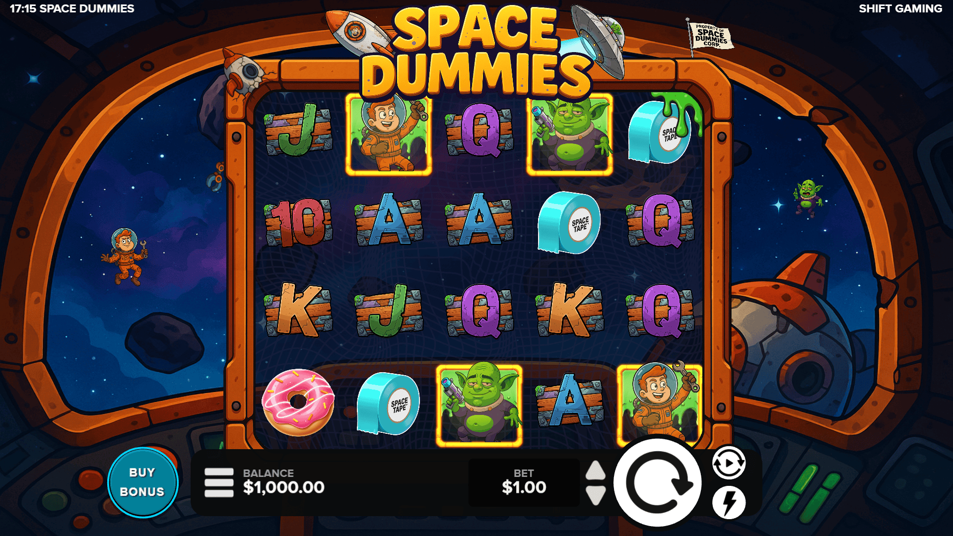 Space Dummies slot gameplay reels