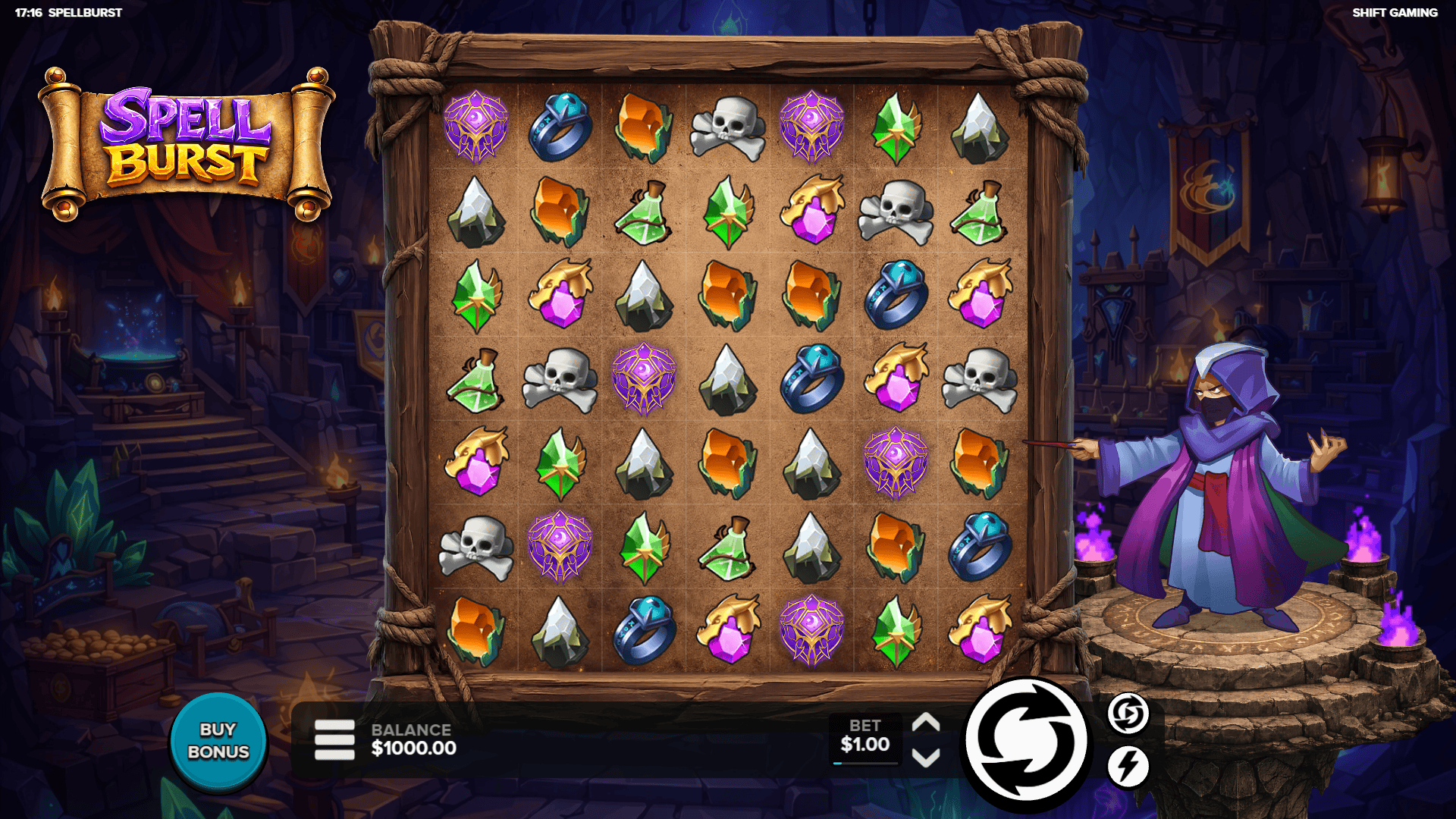 Spellburst slot gameplay reels