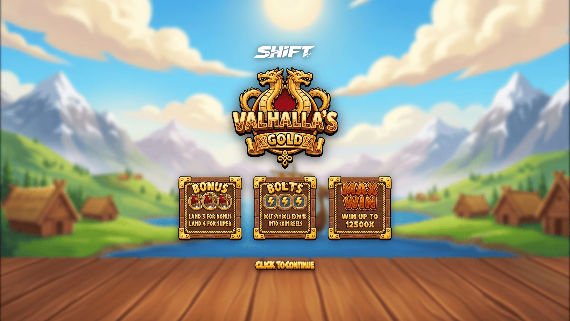 Valhallas Gold slot intro screen
