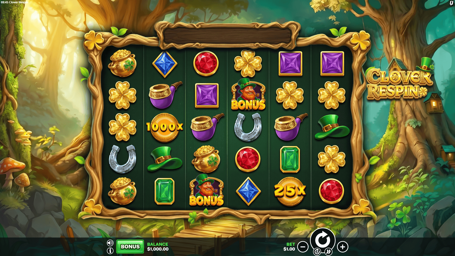 Clover Respin slot gameplay reels