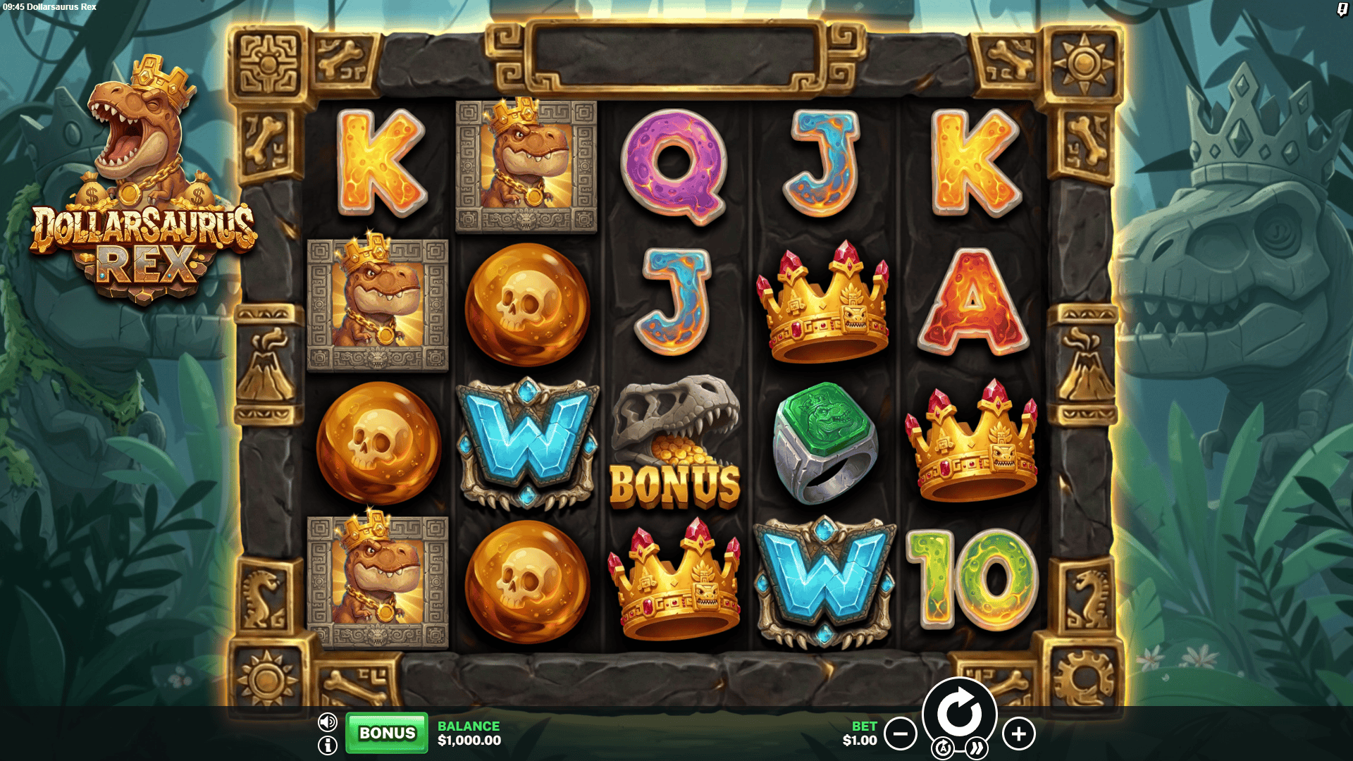 Dollarsaurus Rex slot gameplay reels