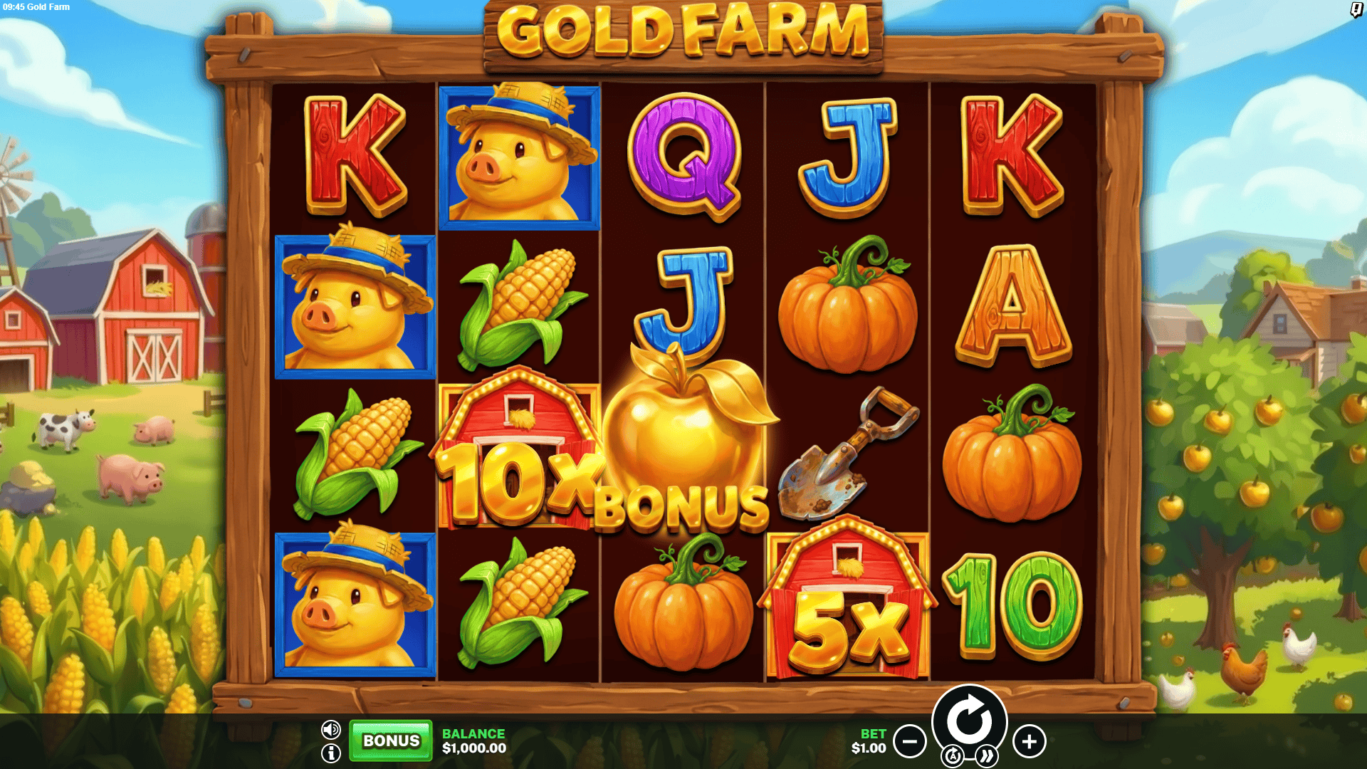 Farm Up slot gameplay reels