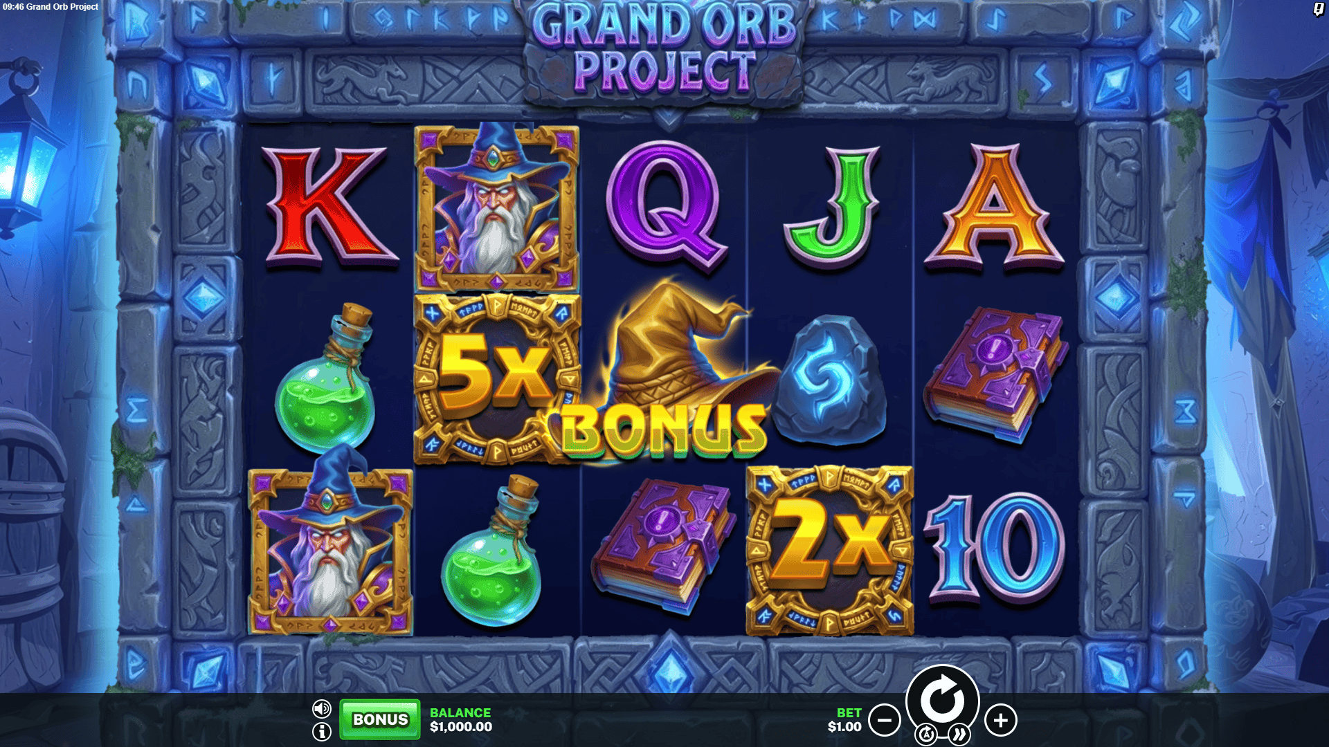 Grand Orb Project slot gameplay reels