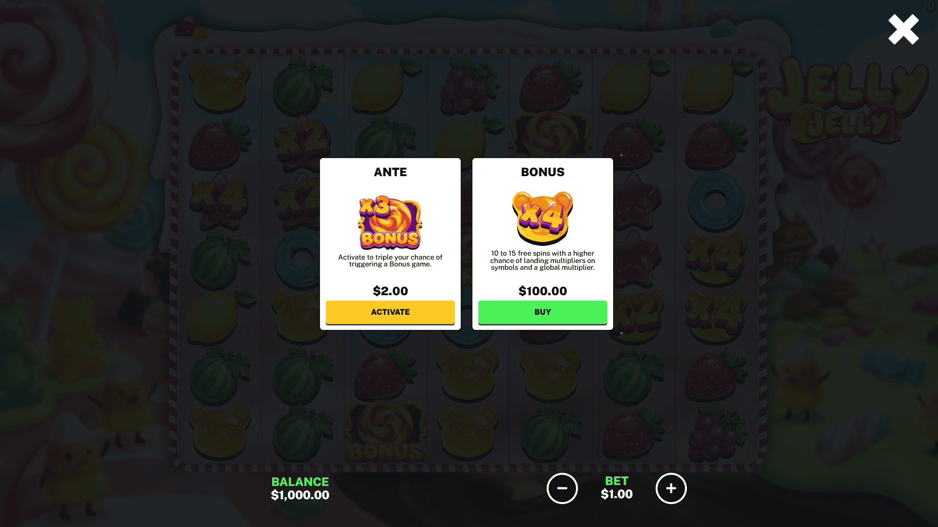 Jelly Jelly bonus buy menu