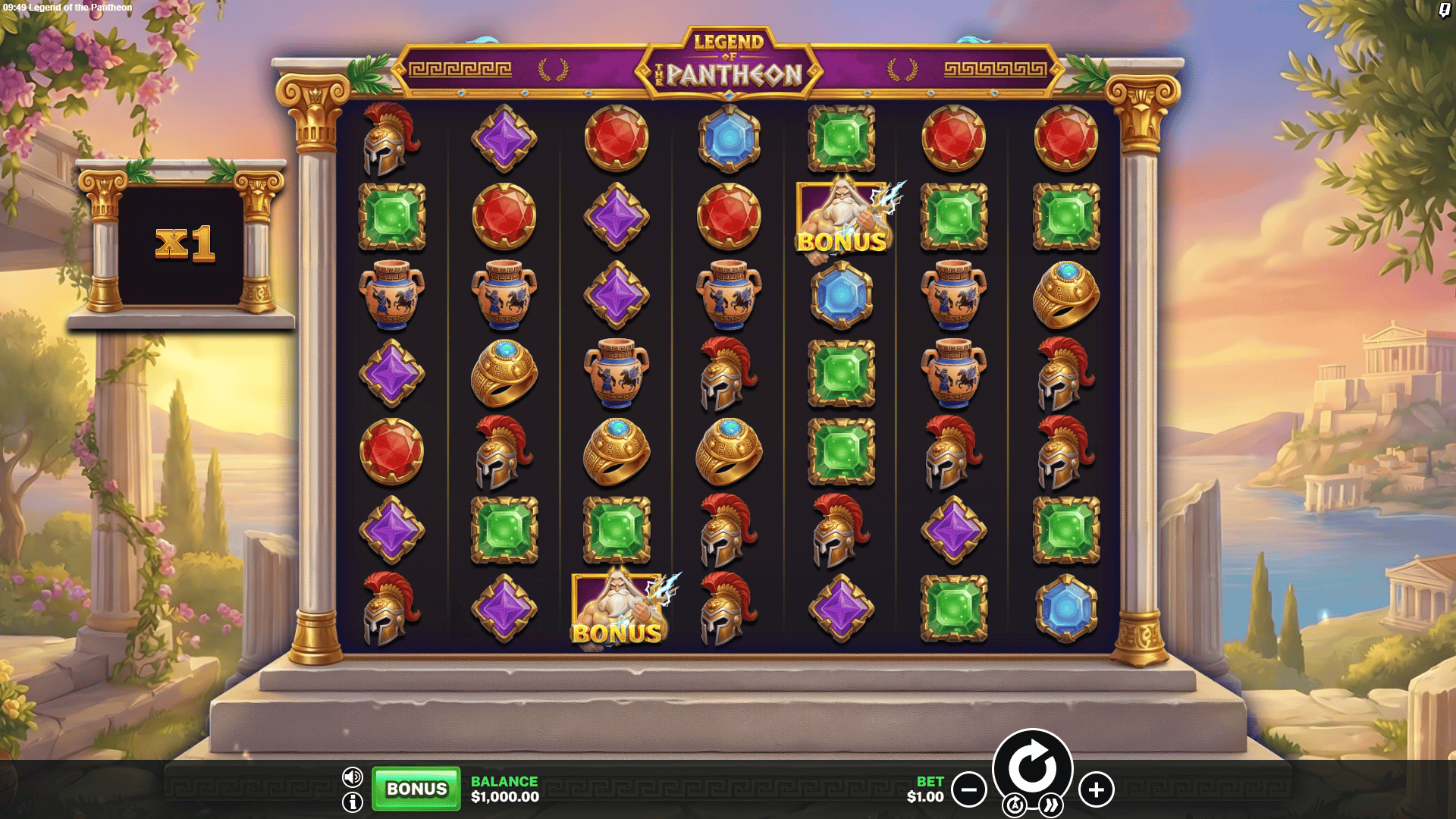 Legend of the Pantheon slot gameplay reels