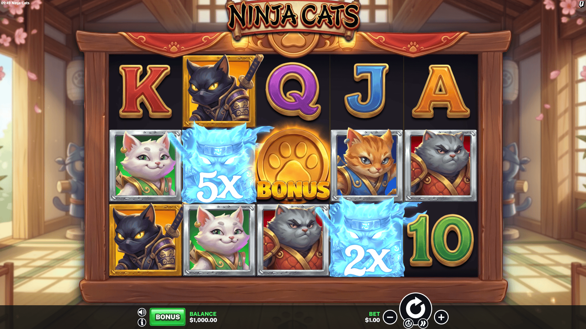 Ninja Cats slot gameplay reels
