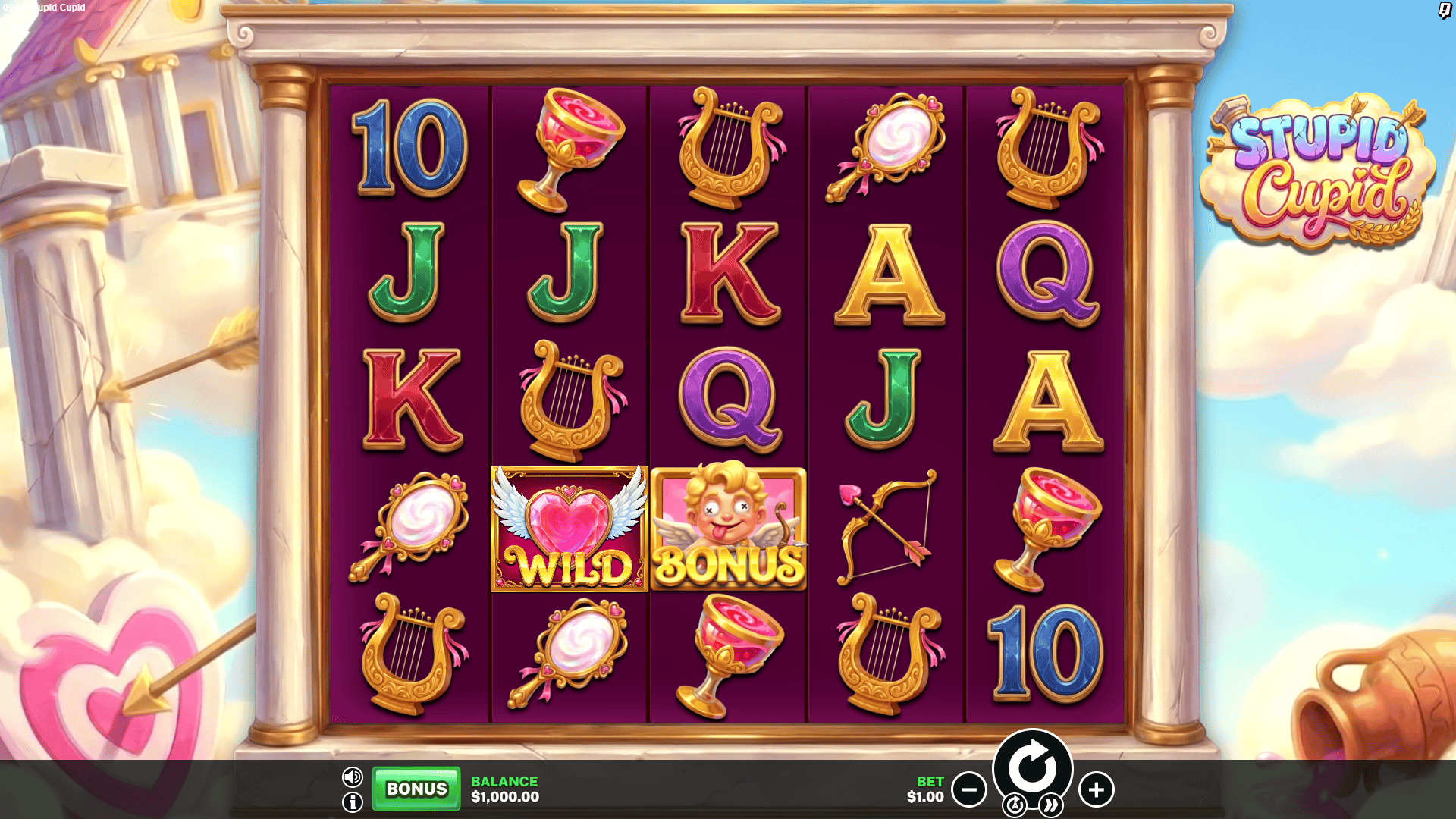 Stupid Cupid slot gameplay reels