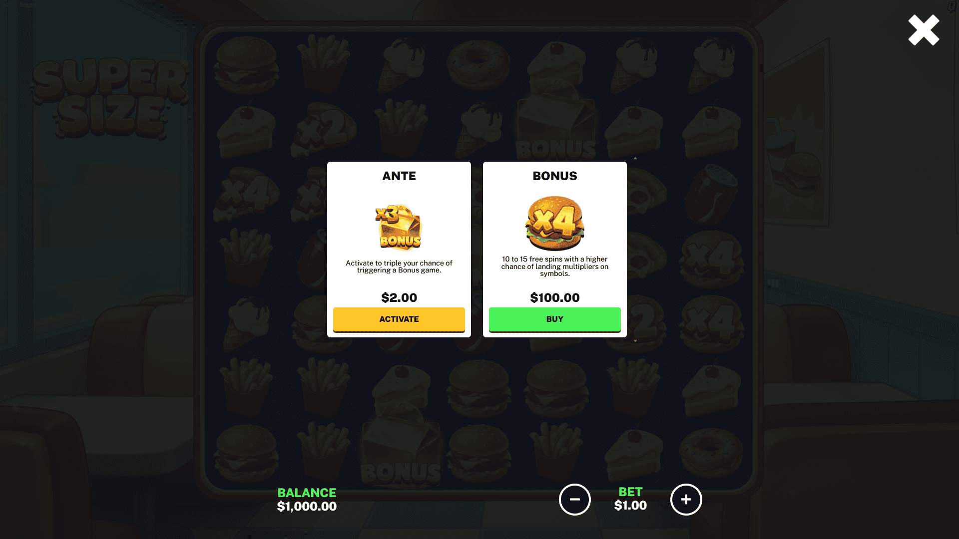 Supersize bonus buy menu