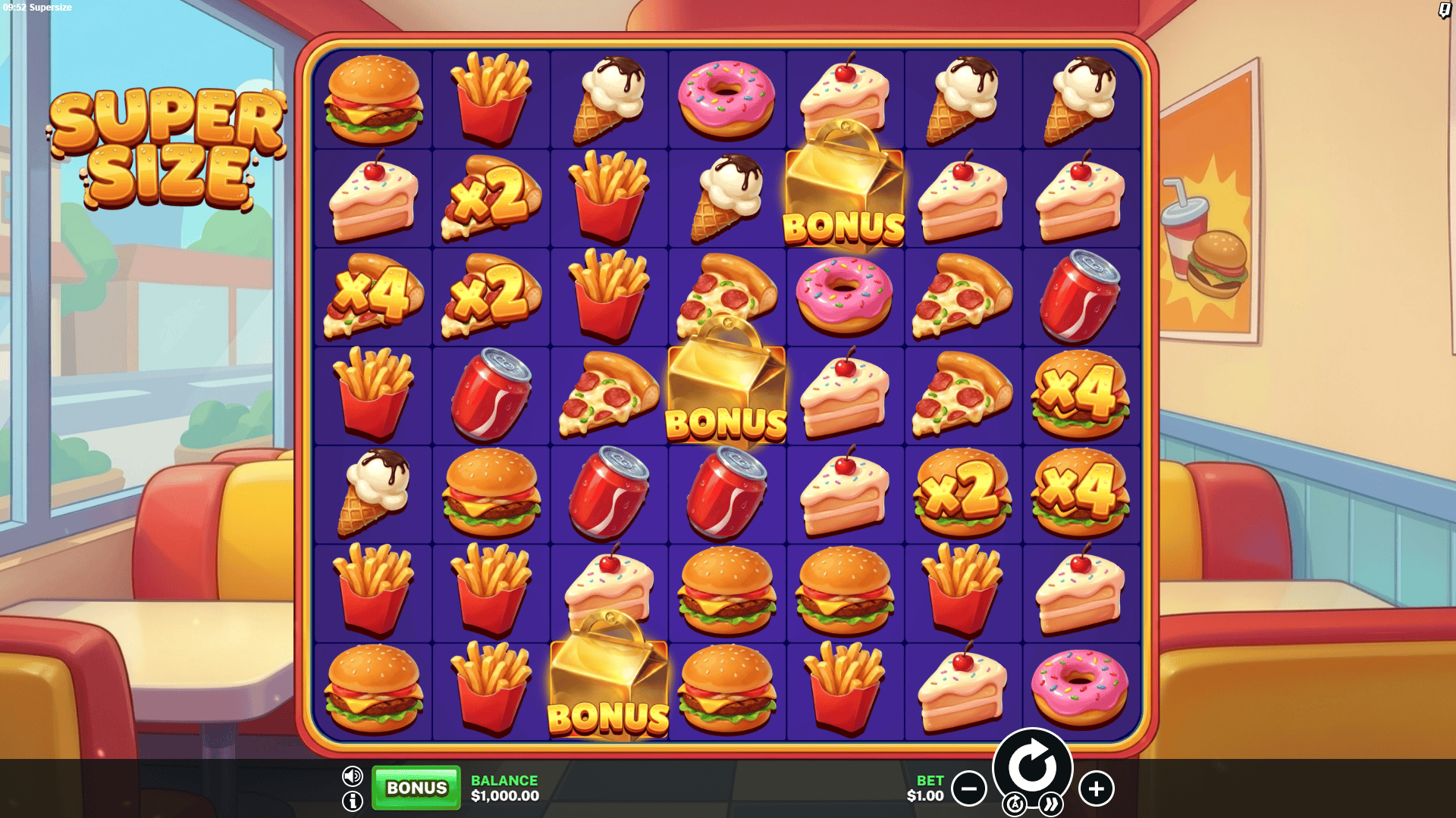Supersize slot gameplay reels