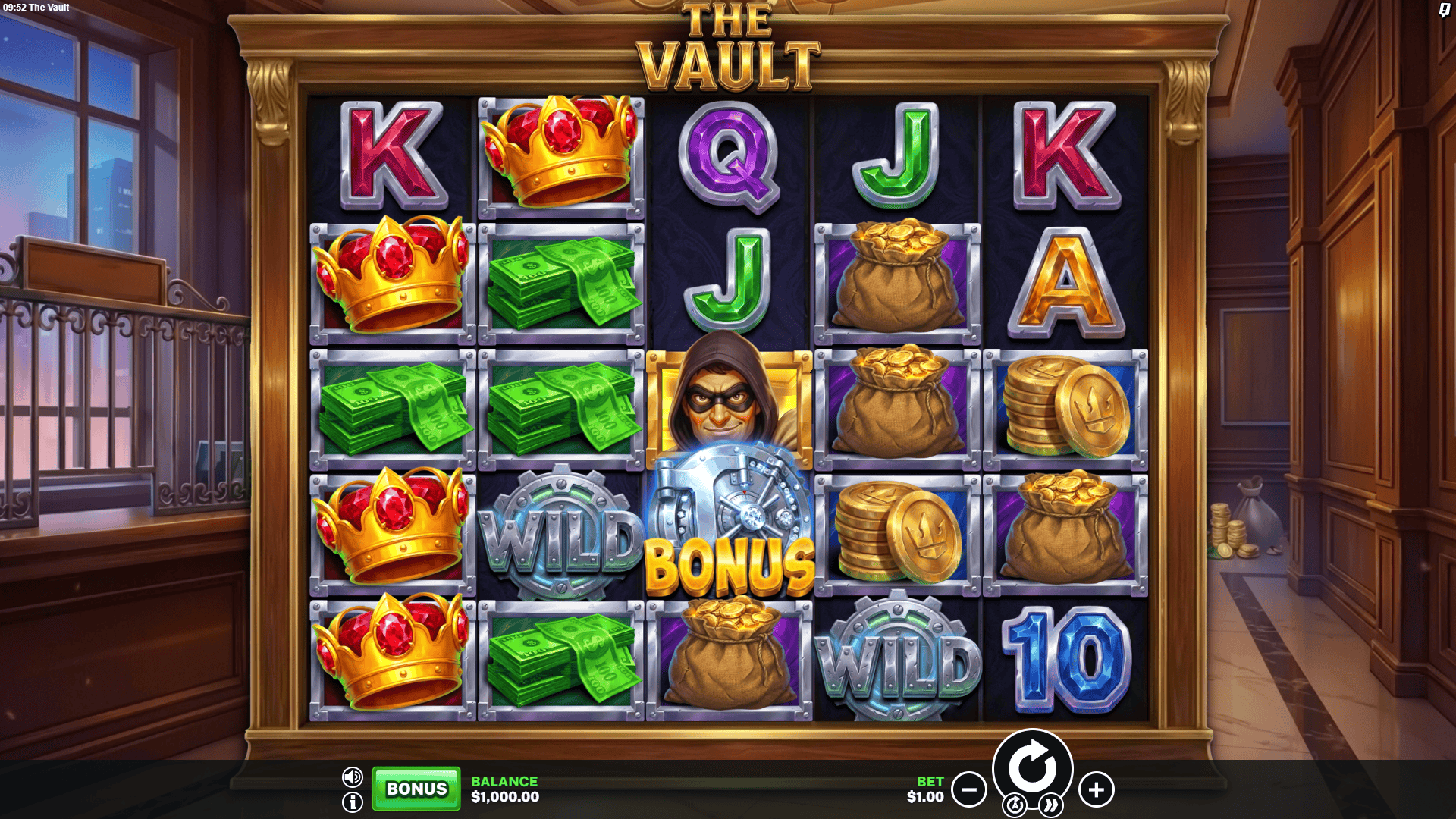 The Vault slot gameplay reels