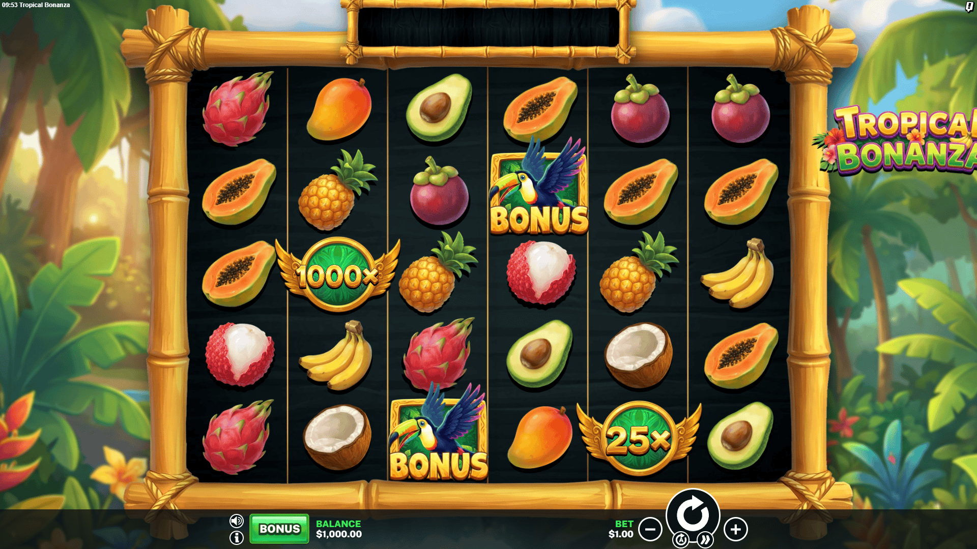 Tropical Bonanza slot gameplay reels